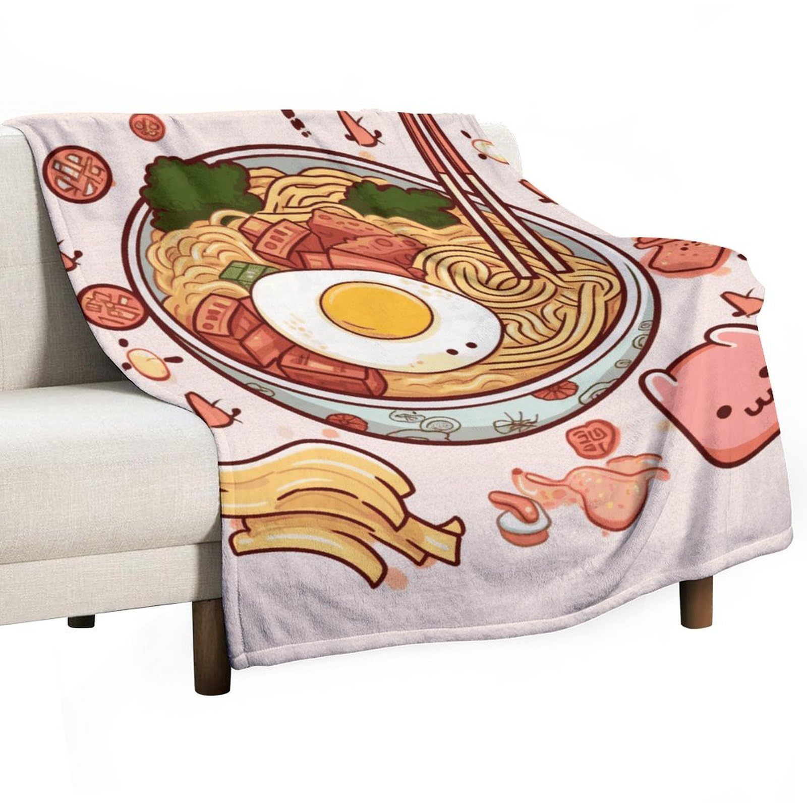 Couverture flanelle douce légère jeté de canapé imprimé ramen voyage lit