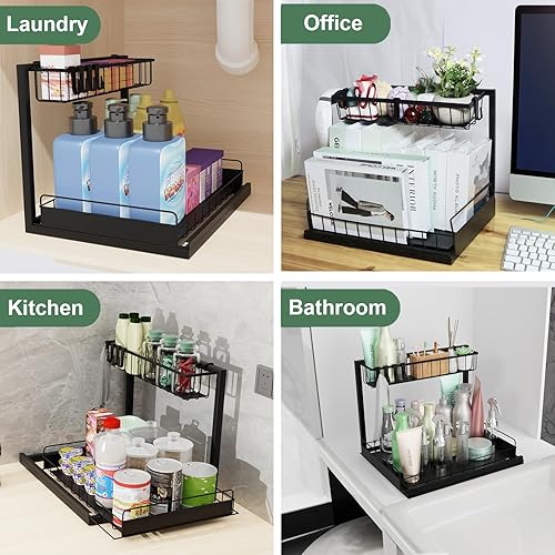 Miniatura 6 de Organizadores y almacenamiento para debajo del fregadero, organizador de armario extraíble con cajón deslizante, organizador multiusos debajo del