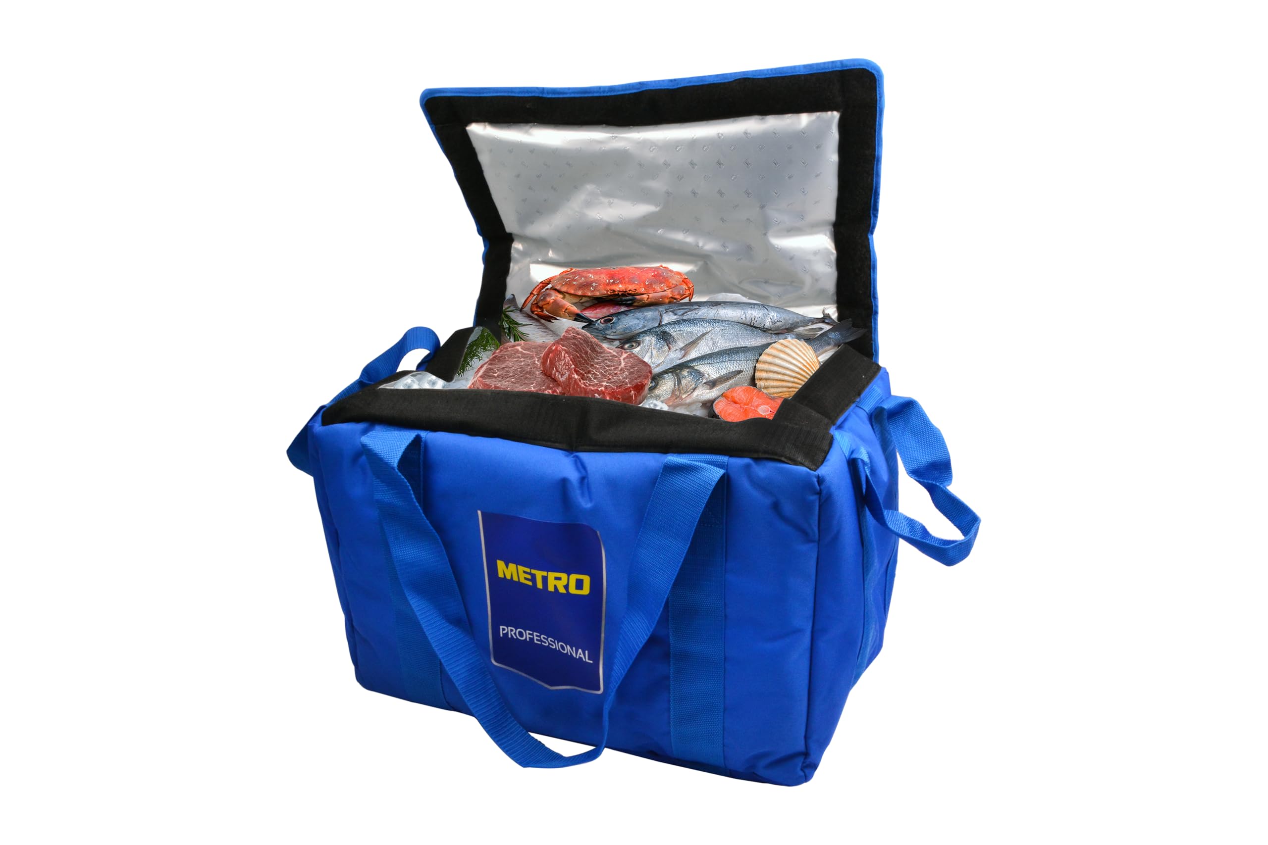 METRO PROFESSIONAL Sac Isotherme, 65 L, 35 x 52 x 35 cm, Polyéthylène/Polyester/Aluminium, Bleu