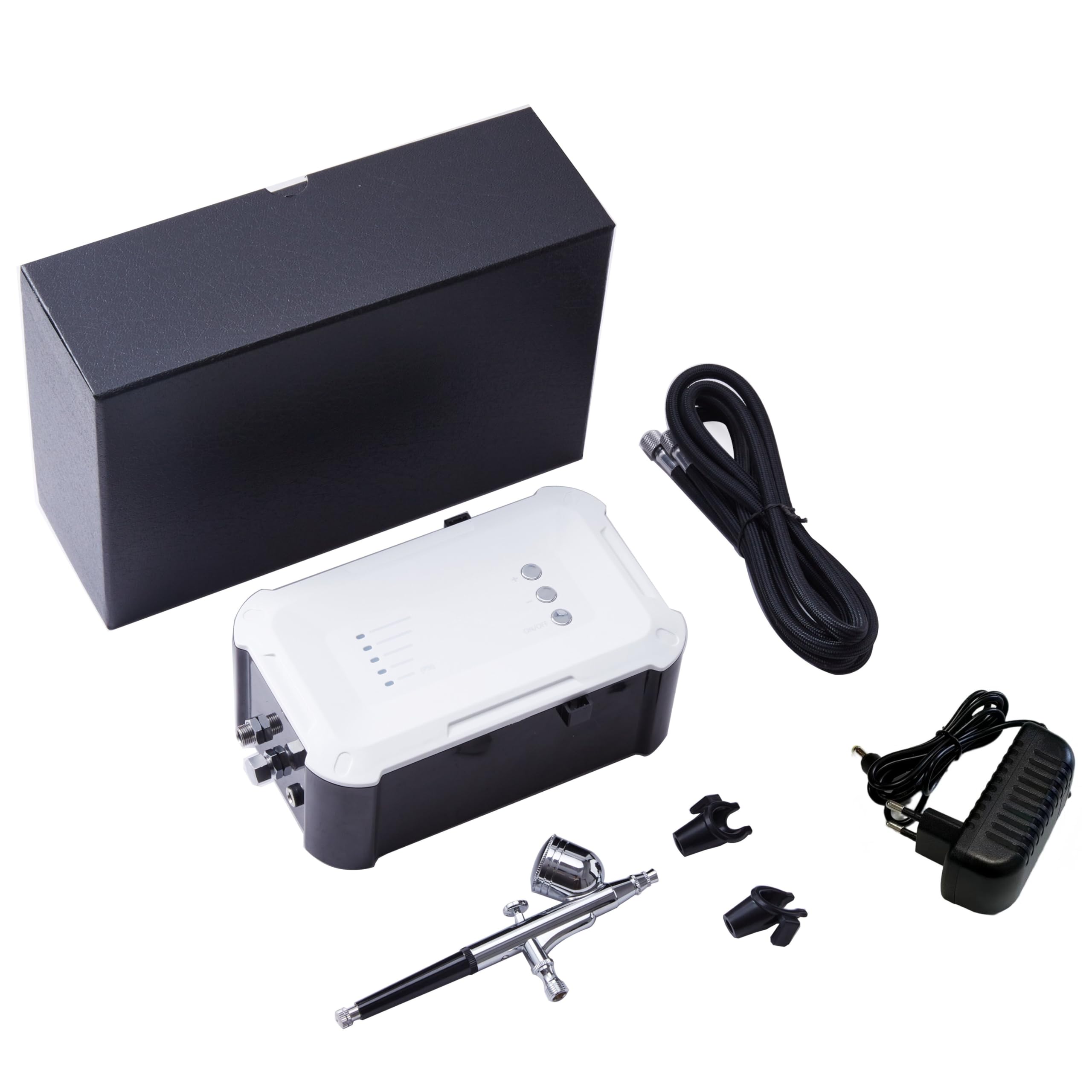 CYBERNOVA Mini Compresor Aerograph Set con Pistola Doble 0,4 mm Kit Aerógrafo Kit para Maquillaje Decoración de Pasteles Artesanía Nail Art