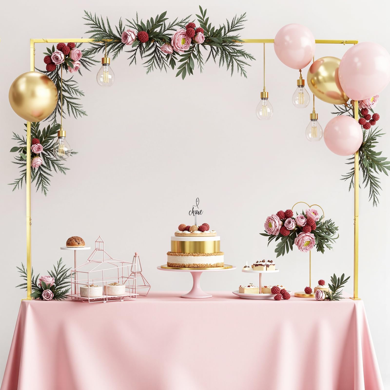 Domigard Asta Decorativa per Tavolo, arco da Tavolo Regolabile con Morsetti, in Metallo, per Tavoli, Compleanni, Matrimoni, Halloween, Decorazioni per Feste di Natale,28,7"-98"