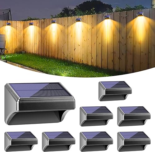 Miniatura 1 de Bridika - Luces solares para cerca, luces solares para exteriores, impermeables, blancas cálidas y brillantes, luces solares LED para patio trasero,