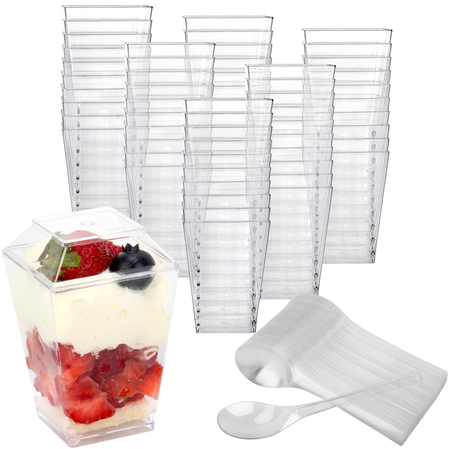 HawHawToys Dessert Cups, 60 Pack 5.4oz Appetizer Cups Parfait Cups