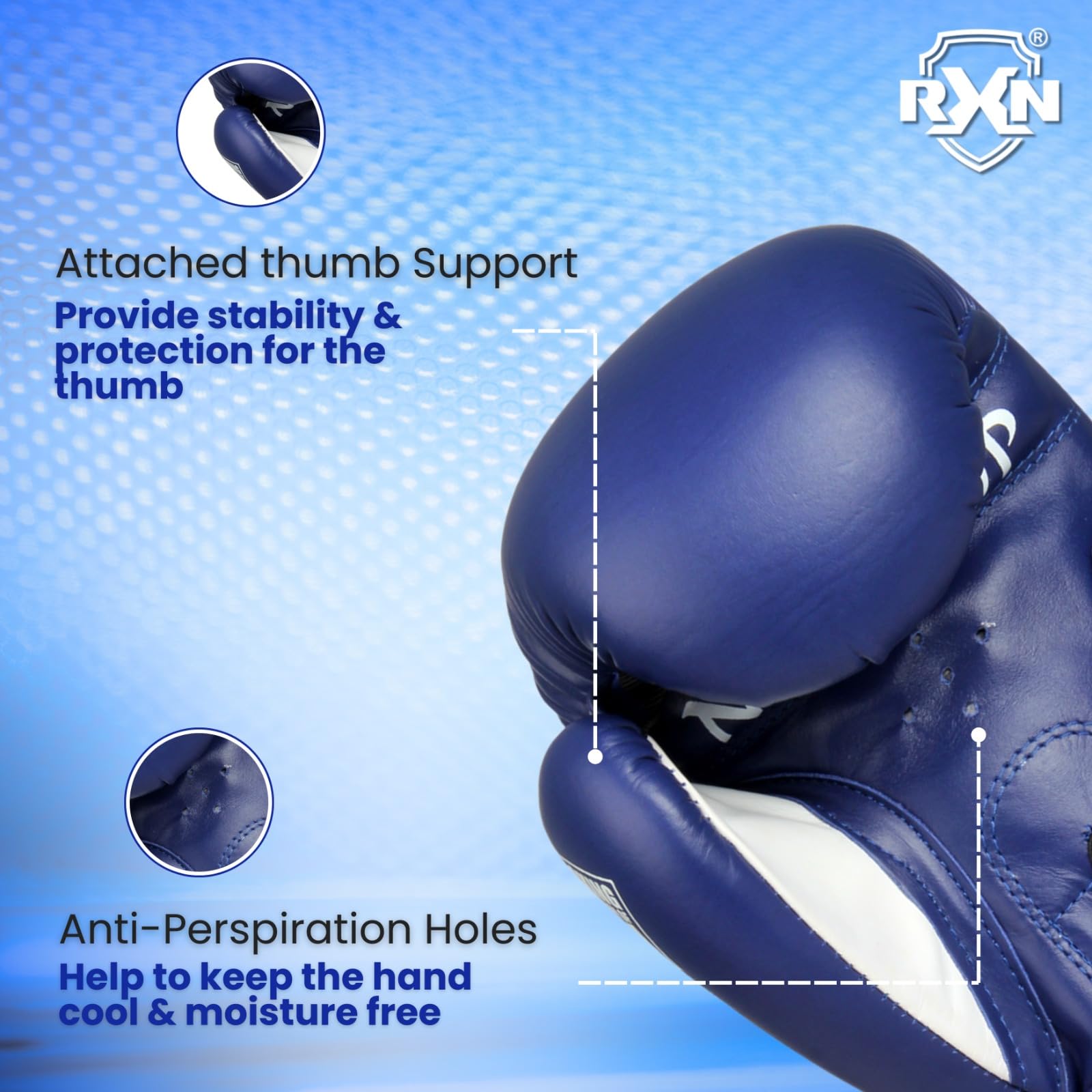 RXN Non-Stop Amateur World Star Competition Boxing Gloves (Blue, 10oz) 2