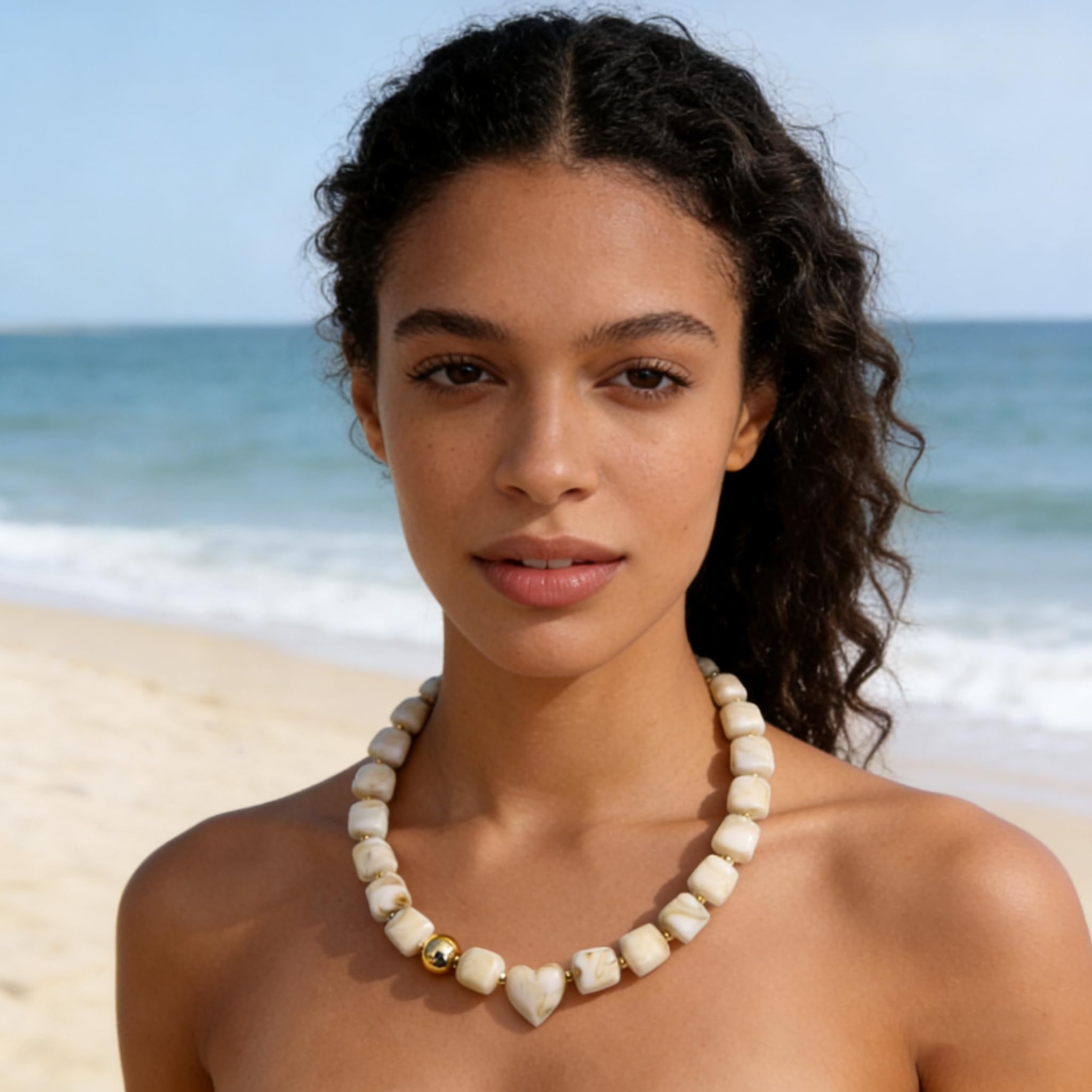 Colorful Resin Chunky Beaded Choker Necklace for Women, Summer Beach Jewelry — view 4