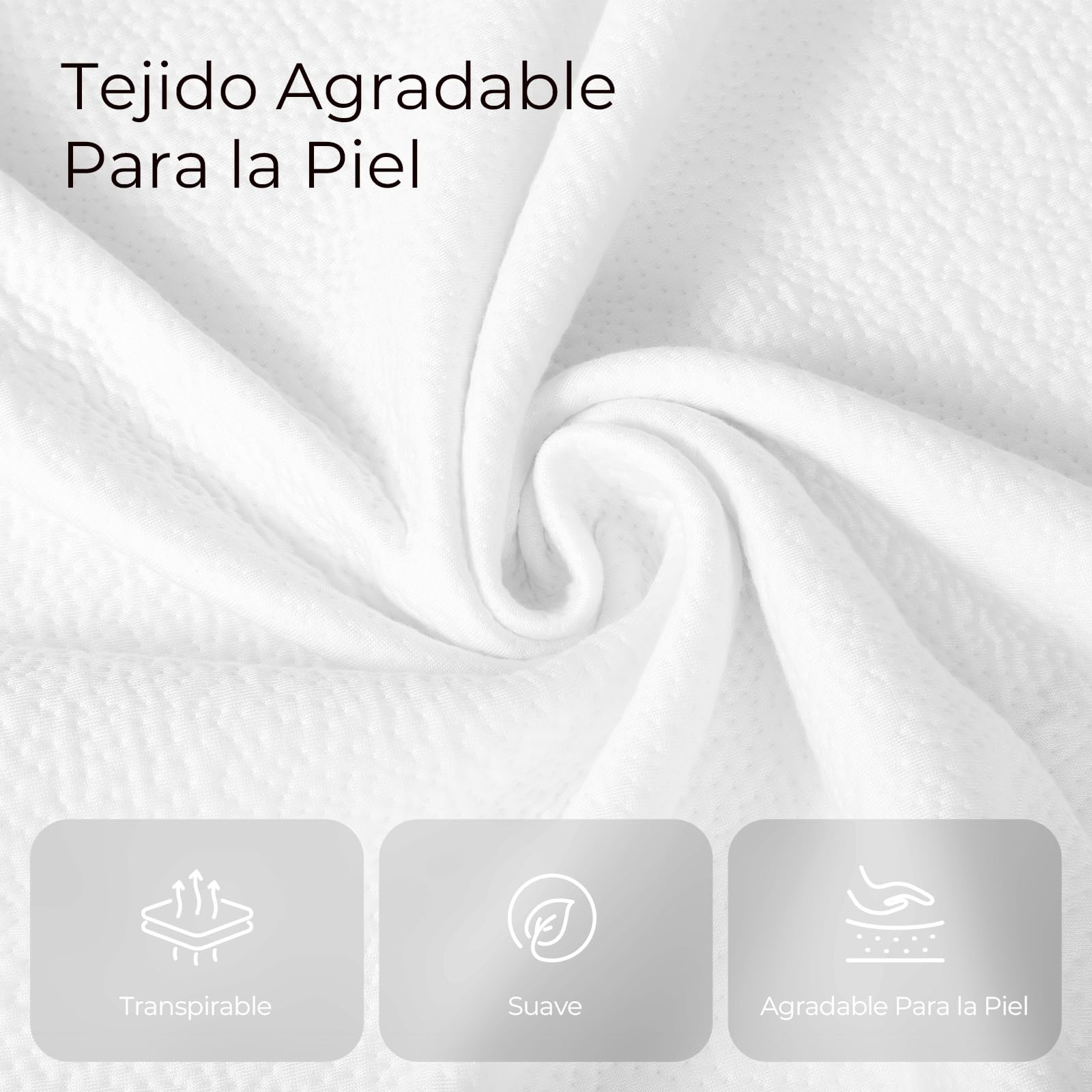 Sweetnight Topper Colchón con Espuma de Memoria en Gel, 80 x 190 cm, Grosor de 10 cm, con Fondo Antideslizante, Sobrecolchón de Espuma Soportiva con Tejido Suave y Transpirable, Extraíble y Lavable