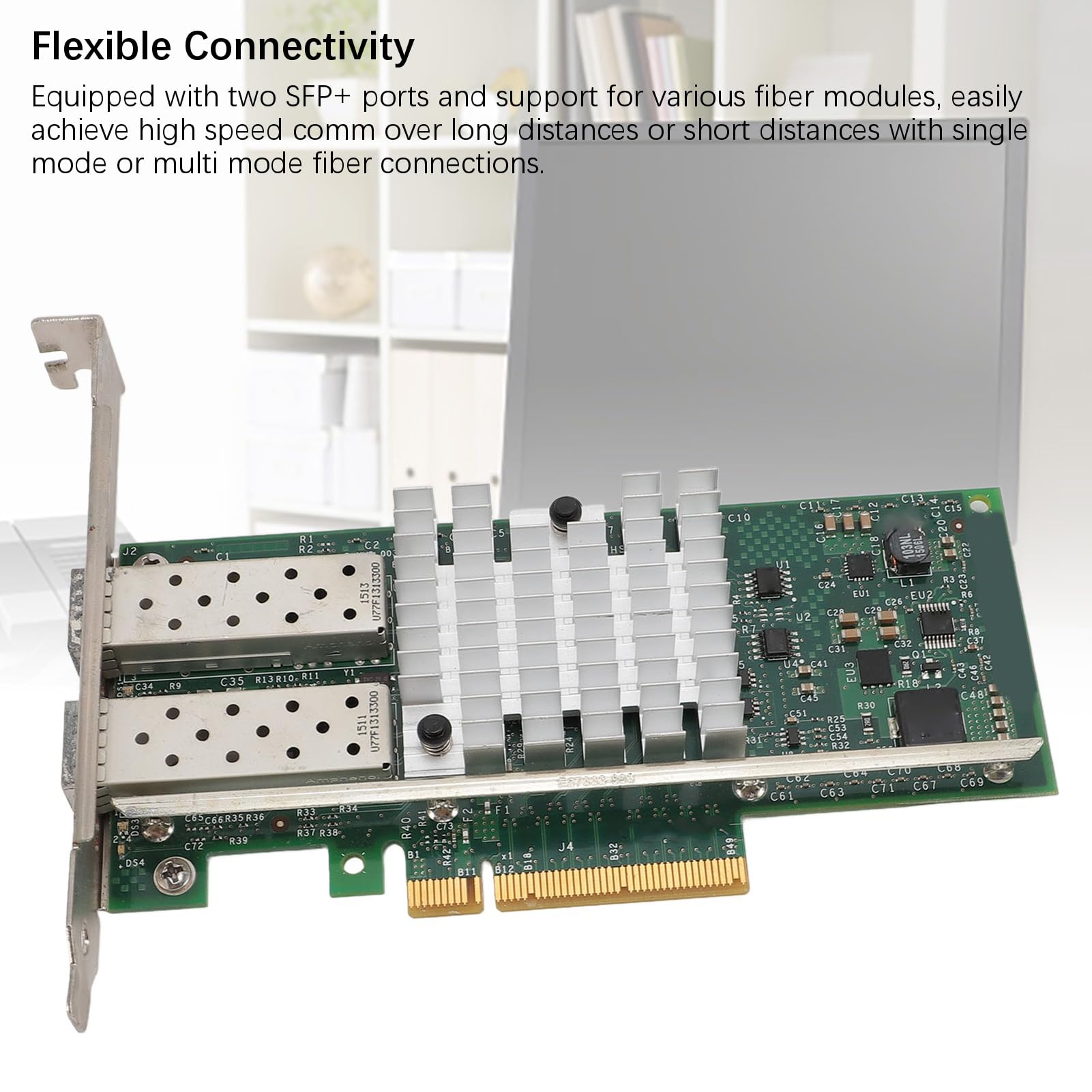 Scheda di rete 10Gb SFP+, Adattatore Ethernet PCIe Dual Port, Connettività Convergente ad Alta Velocità per Server e Data Center, 1 Pezzo PCB