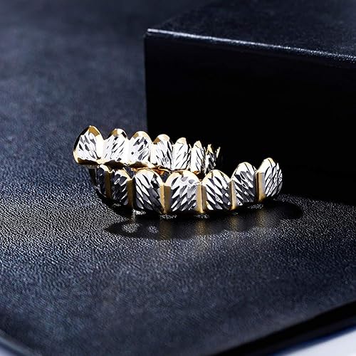 Miniatura 4 de JINAO parrillas dentales, 8dientes superiores y 8dientes inferiores, chapadas en oro de 18quilates, hip hop