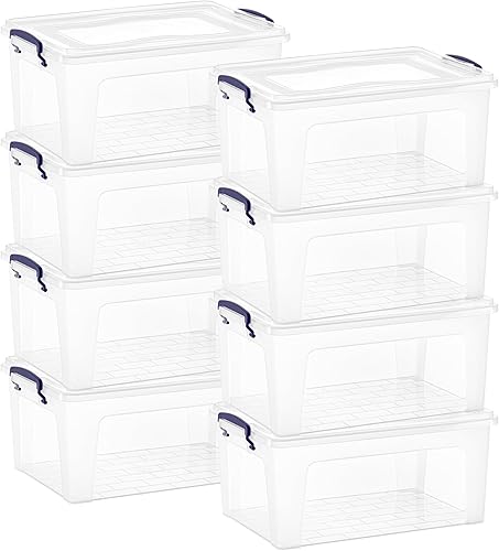 Superio Contenedores de almacenamiento transparentes con tapas, contenedores de plástico sin BPA de 16 cuartos de galón, cajas transparentes para