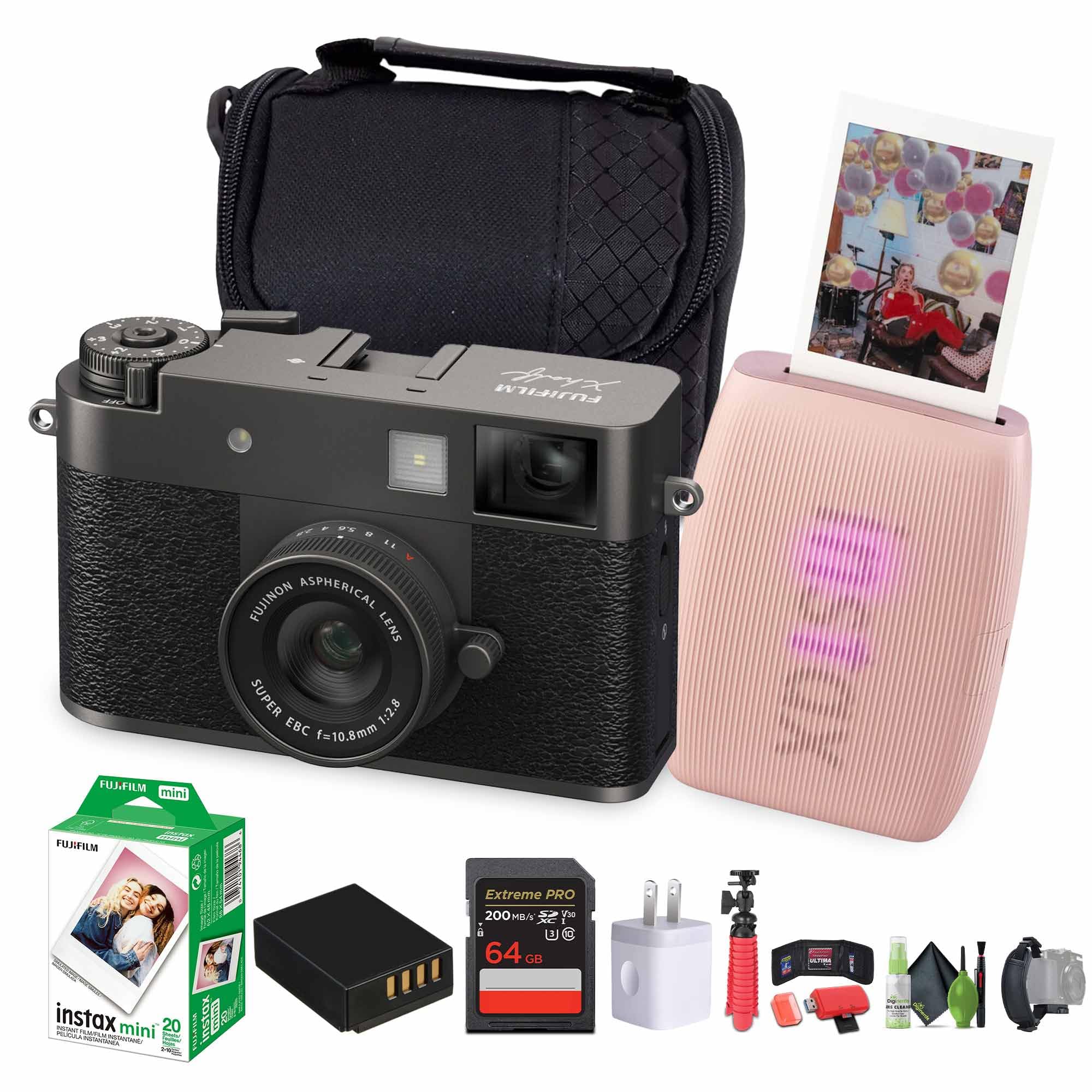 FUJIFILM X Half Point & Shoot Camera (Charcoal Silver) & Essentials Bundle