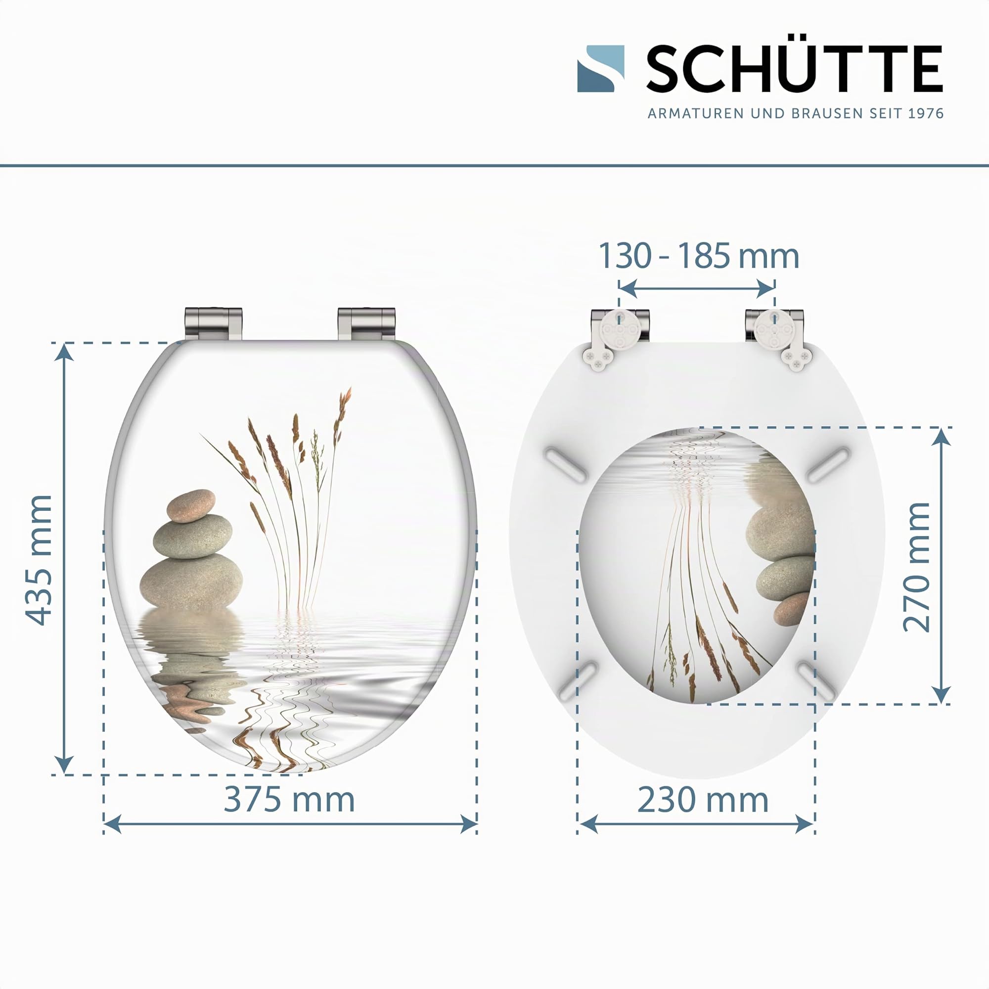 SCHÜTTE Abattant WC Wellness en MDF avec frein de chute Blanc Très grande résistance au poids, testée jusqu'à 150 kg