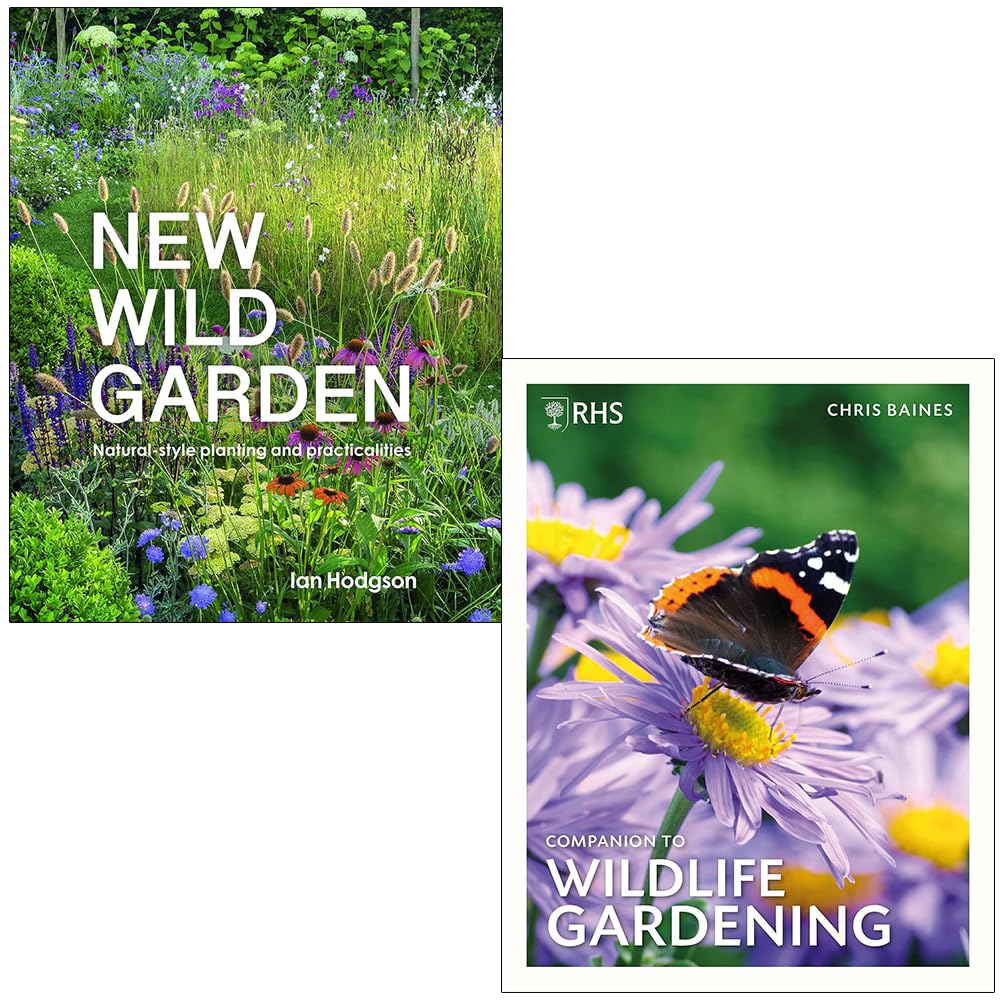 New Wild Garden Natural-style planting and practicalities By Ian Hodgson & RHS Companion To Wildlife Gardening By Chris Baines 2 Books Collection Set