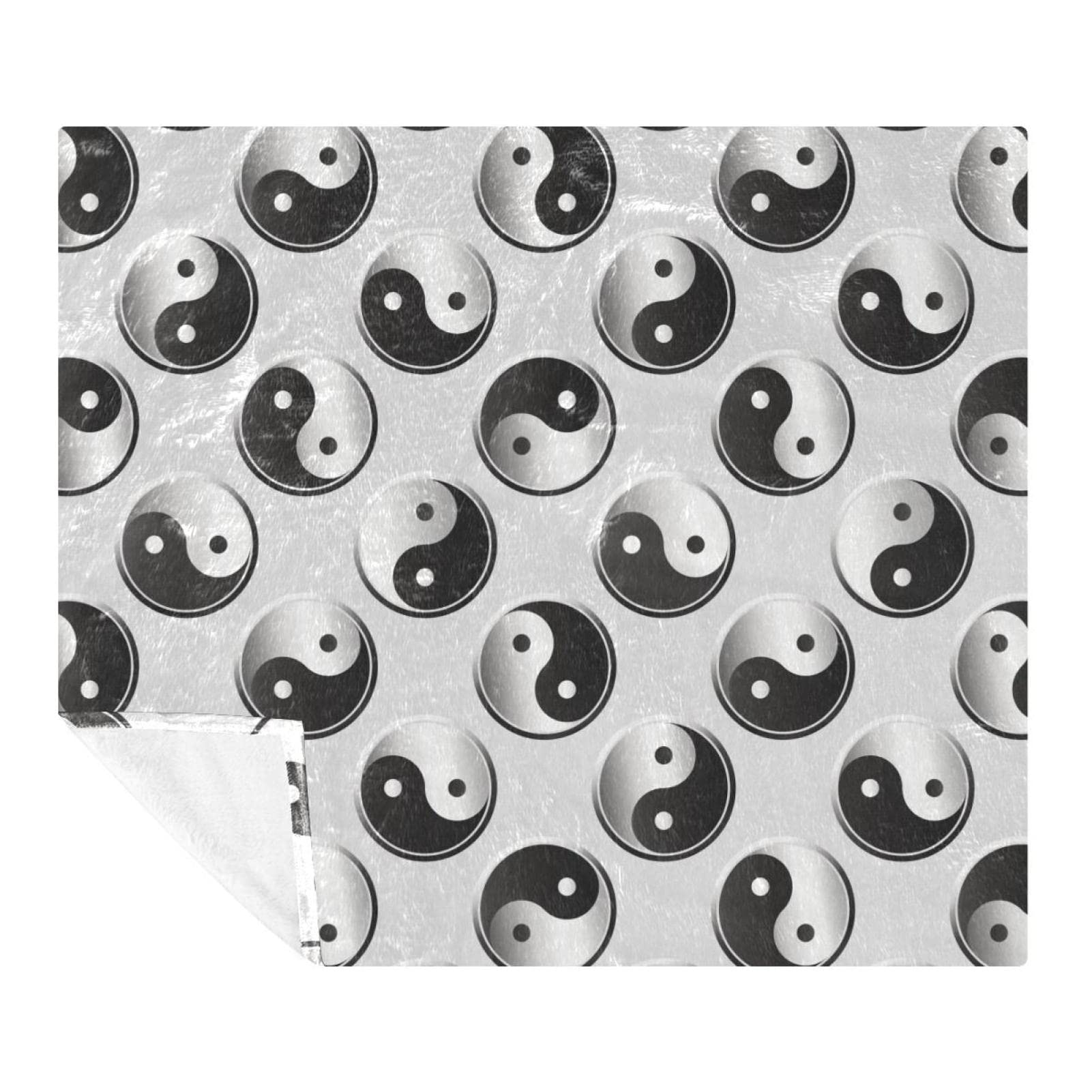 Couverture Yin Yang en microfibre polaire de 150x200 cm pour lit et canapé