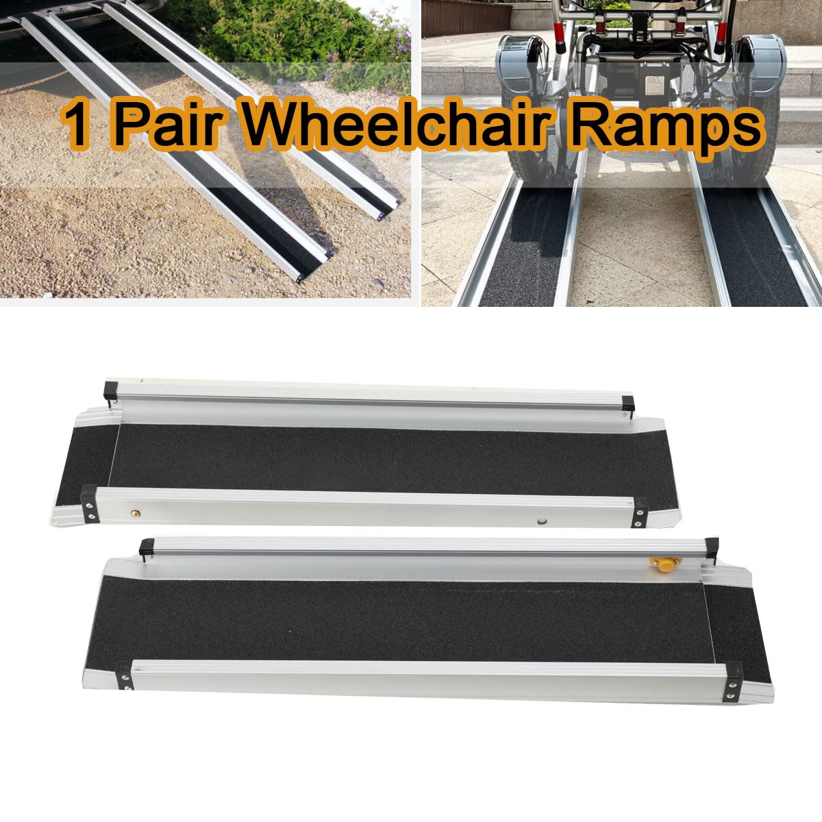 2 rampas telescópicas para silla de ruedas, carga máxima de 275 kg, rampas ajustables portátiles para sillas de ruedas, motocicleta, scooter, hogar, puerta delantera, escalones, con bolsa de