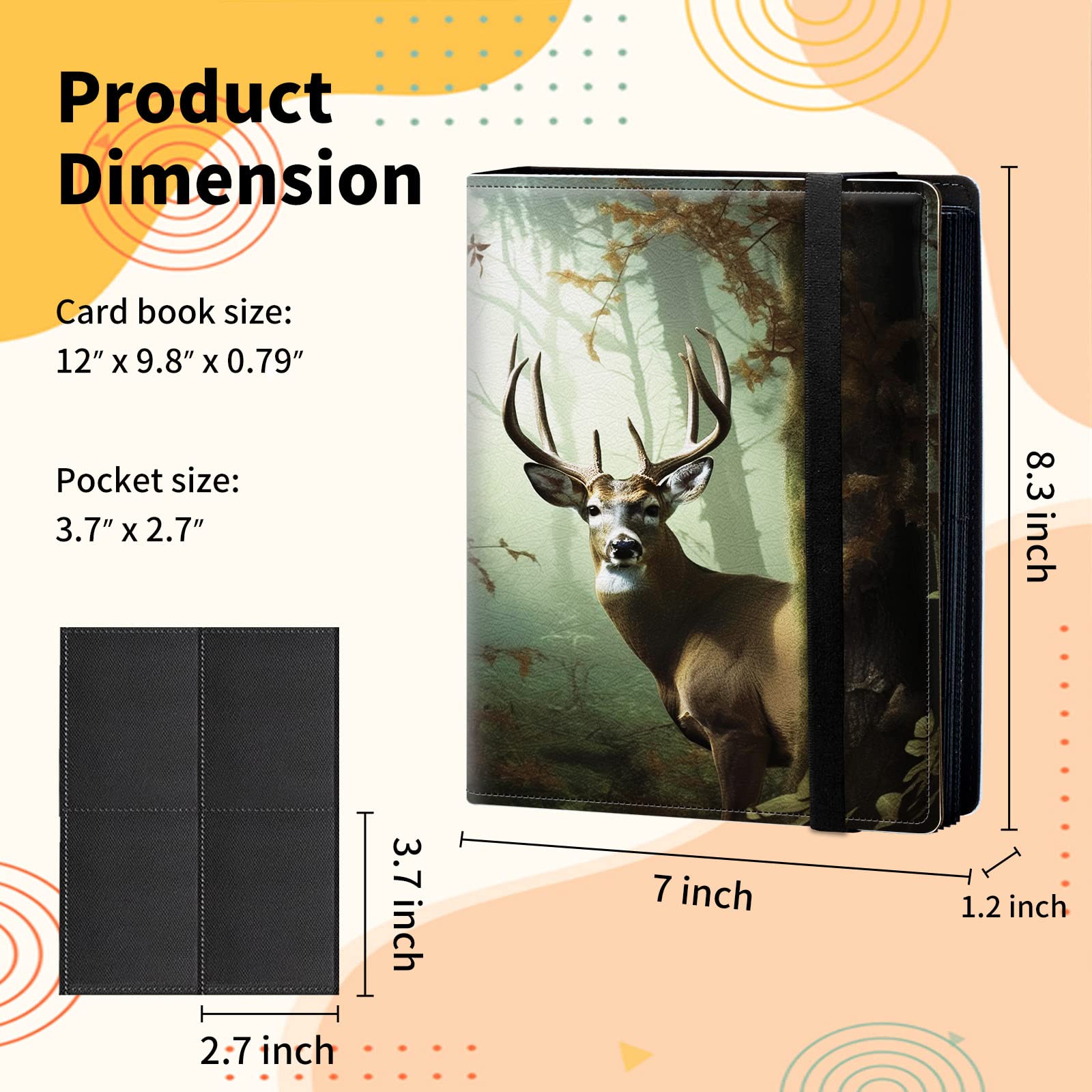 Amazon.com: Trading Card Binder 4-pocket Card Holder Binder for Baseball  Football Hockey Sport Mtg TCG YUGIOH Card Binder Album 160 Cards Side Load  + Elastic Band-Deer in Forest : Toys & Games