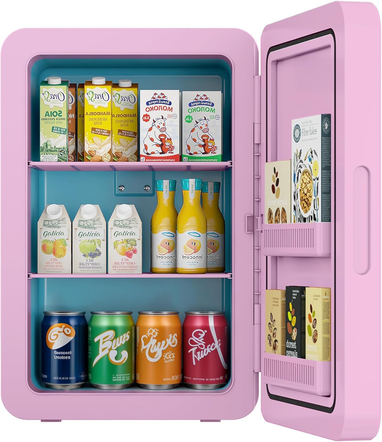 MoraRise Mini Fridge 22L/30 Cans Portable Cooler & Warmer Mini Fridge for Bedrooms with Adjustable Shelves, AC+12V DC Small Fridges for Office, Car, Travel,Home, Skincare, Drinks & Cosmetics (Black) — view 10