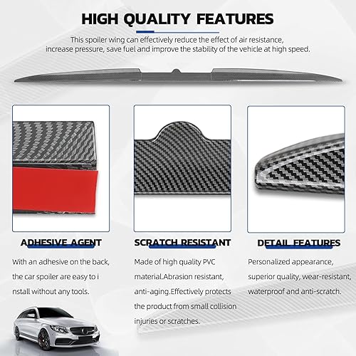 Miniatura 4 de JMTBNO Alerón universal de fibra de carbono para maletero trasero compatible con Nissan Maxima Sedan 2000-2023 Acura Kia Stinger 2018-2023