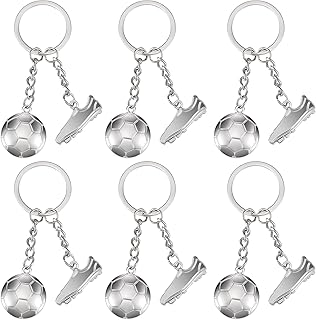 Taiyin 6 Pieces Soccer Keychain for Boys Soccer Ball Keychain Soccer Party Favors Football Gift Key Ring for Soccer Fans Sports Boys Girls