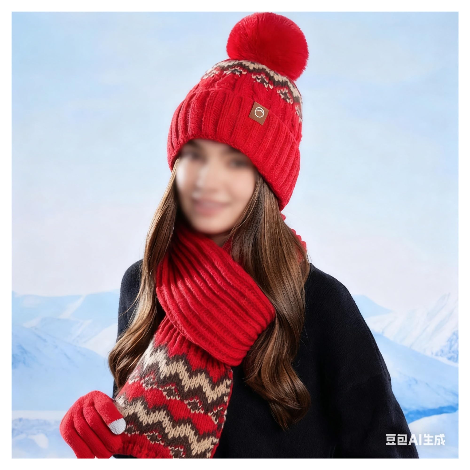 Juego de 2-3 gorros de invierno para mujer, gorro de lana cálida, bufanda, guantes, sombreros al aire libre, resistentes al viento, gorros de esquí