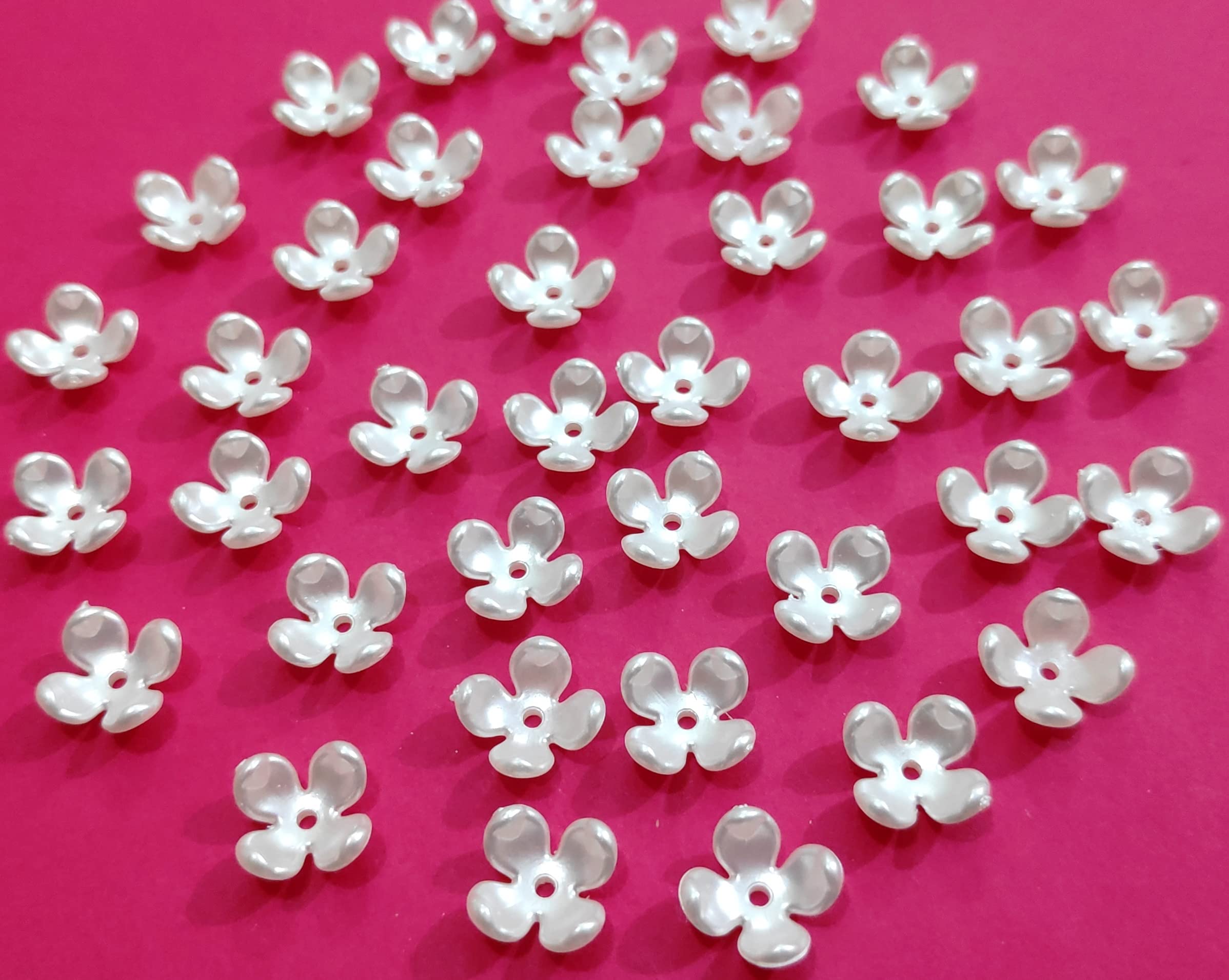 Get-Set-Go! (300 pcs) 12mm 4-Petal Flower Shaped Creamy White Pearl Plastic Beads for Jewelry, Arts & Crafts, Embroidery, Bracelets - Women, Girls & Kids. (Pearl 4 Petal)-image-18