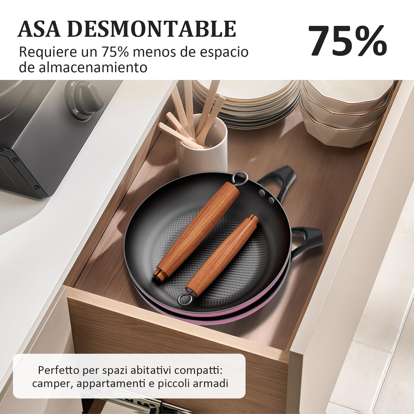 YUTANN Sartén de Hierro Fundido 24 cm Pre-sazonada Apta para Inducción y Horno, Antiadherente, Distribución Uniforme del Calor para Freír, Asar y Cocinar
