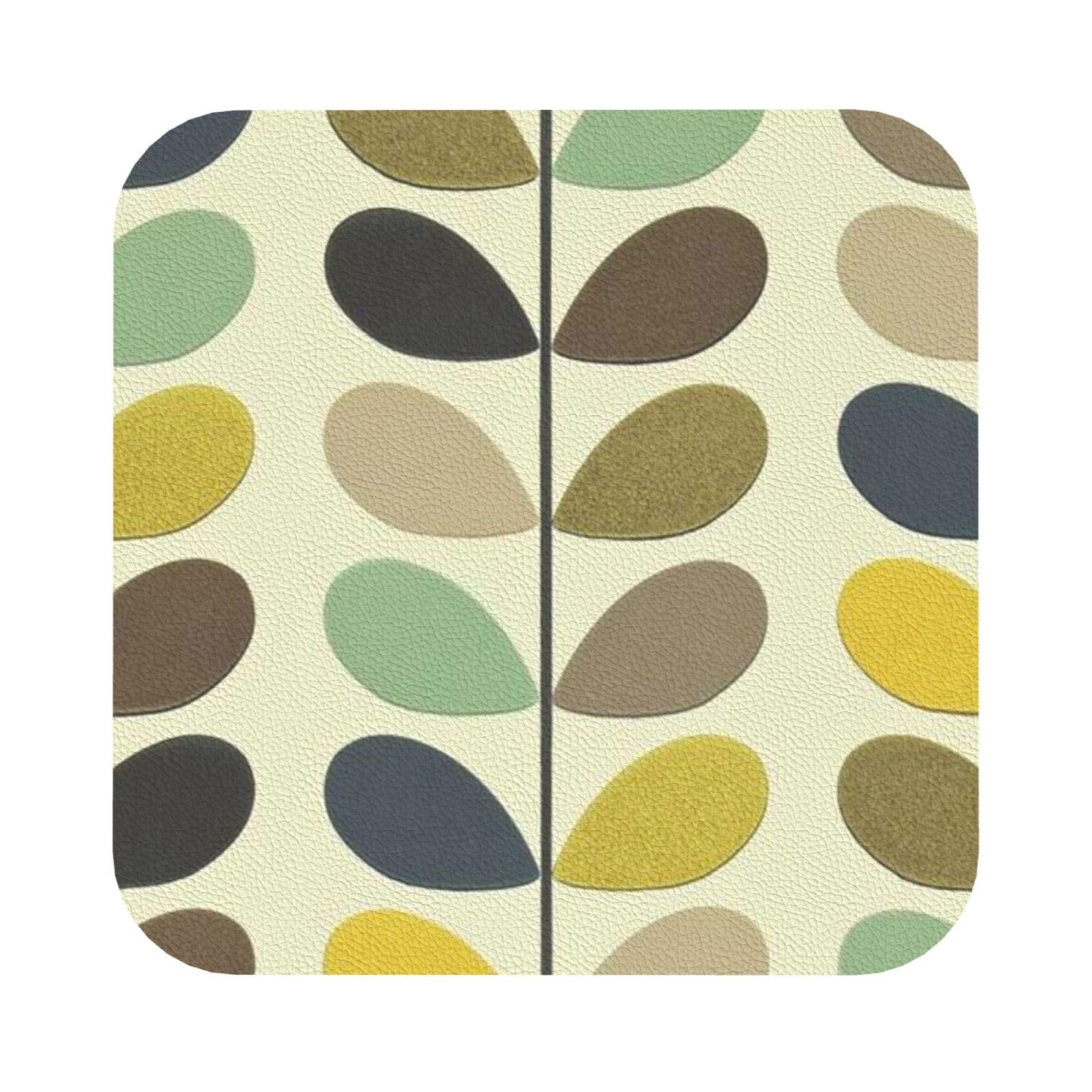 color leaf PU Leather Coasters Set of 6 Square Drink Coasters