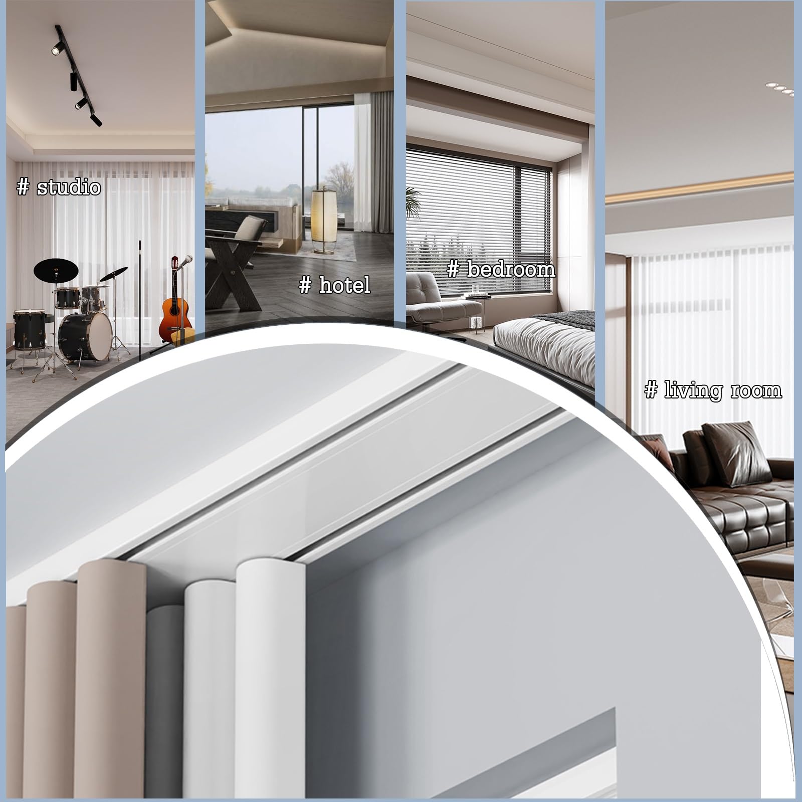 Set di binari per tende a doppio binario a soffitto, binari scorrevoli in alluminio lisci e silenziosi, supporto robusto per tende,per camera da letto, soggiorno e ufficio(White,1.5m(4.9ft))