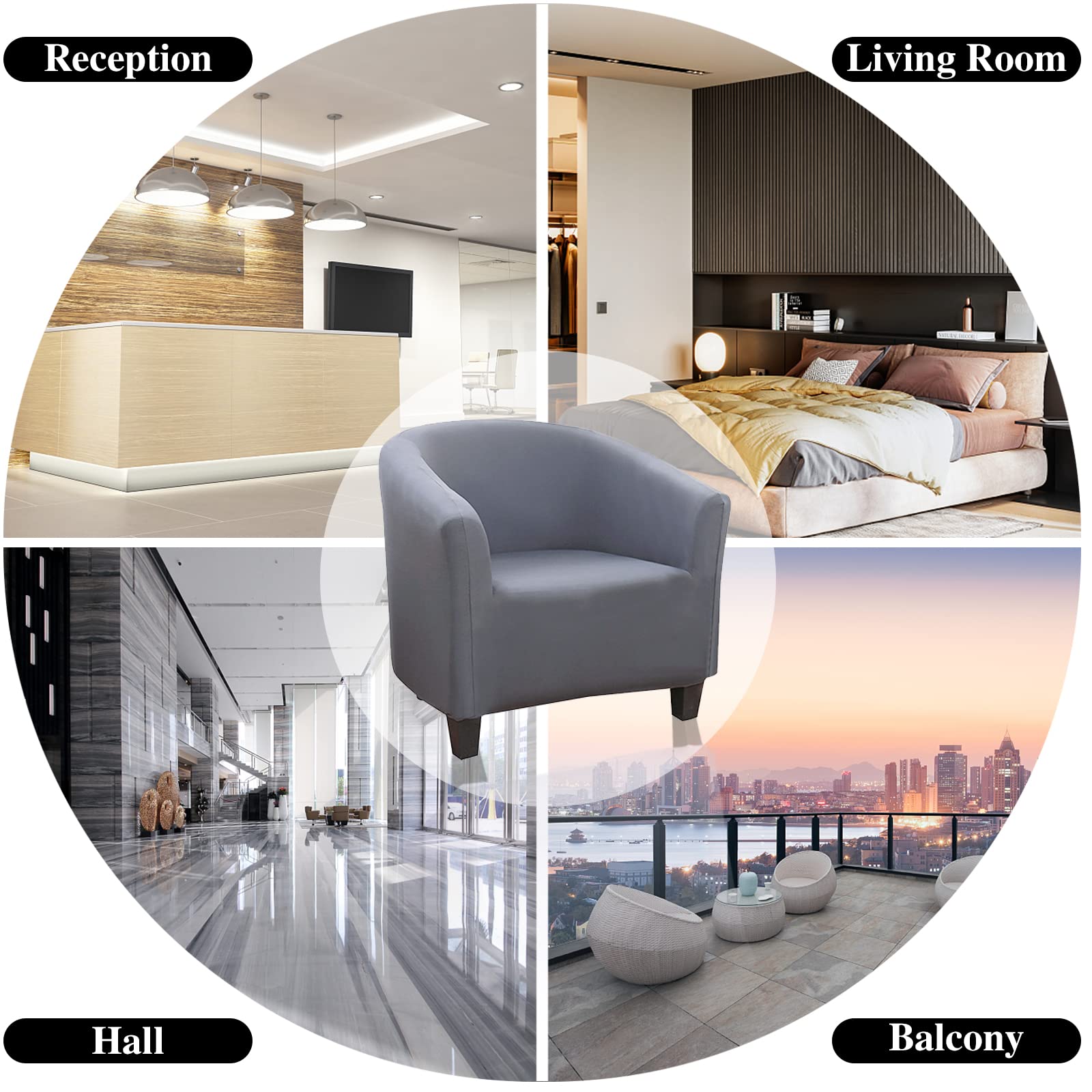 Jaotto Copripoltrona 1 Posto Elasticizato,Fodere Copripoltrona Universale,Copripoltrona da Cocktail Chesterfield Rimovibile Lavabile Antiscivolo per Bancone Soggiorno Tullsta (Grigio,1 Pezzo)