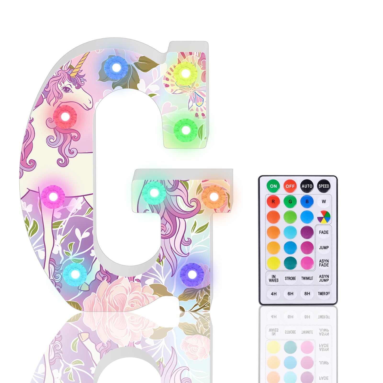Light Up Letters, Glitter LED Letter Lights 18 Color Changing Diamond Alphabet Sign Night Light with Remote Control for Girls Gifts Birthday Bar Wedding Party Christmas Valentine Wall Table Decor - G