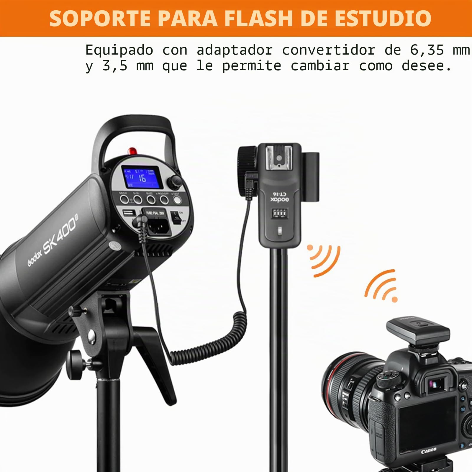 Godox CT-16 - Kit de receptor de disparador de flash inalámbrico para cámaras Canon Nikon Pentax DSLR