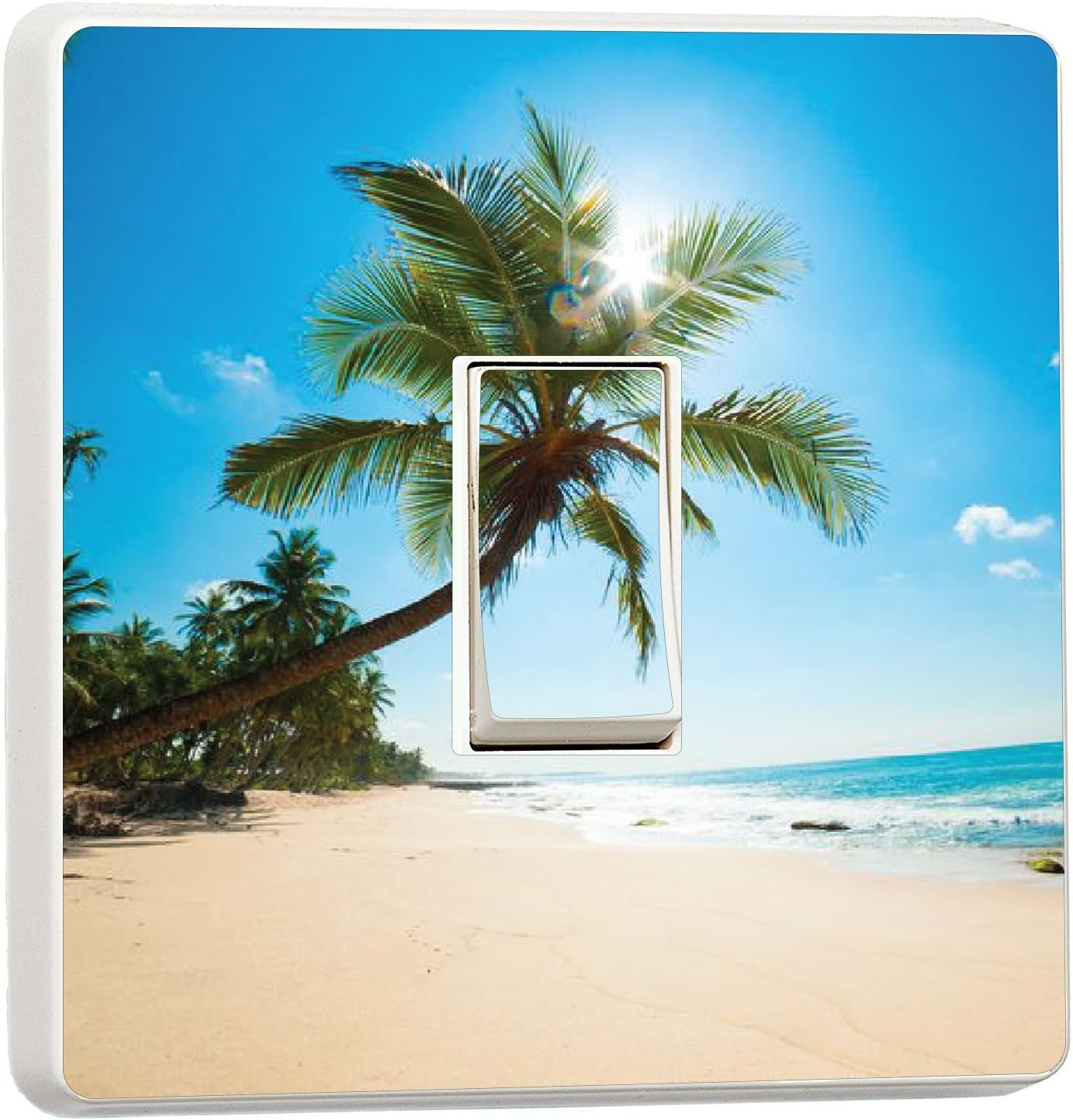 White Sandy Beach in The Sun Light Switch Sticker Cover (14747662) Beach
