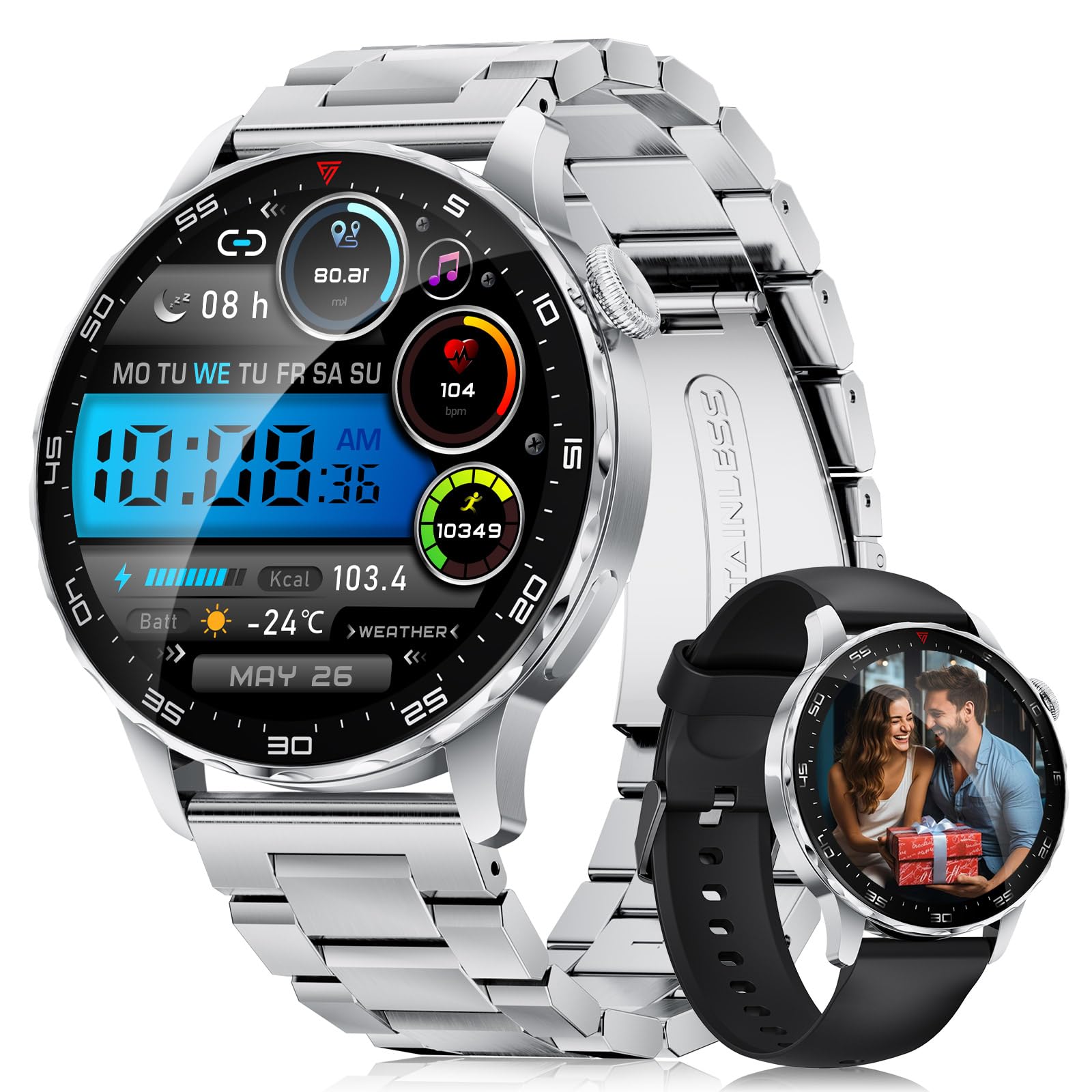 BENYAR SMART Smartwatch Herren Business mit Telefonfunktion,1.43
