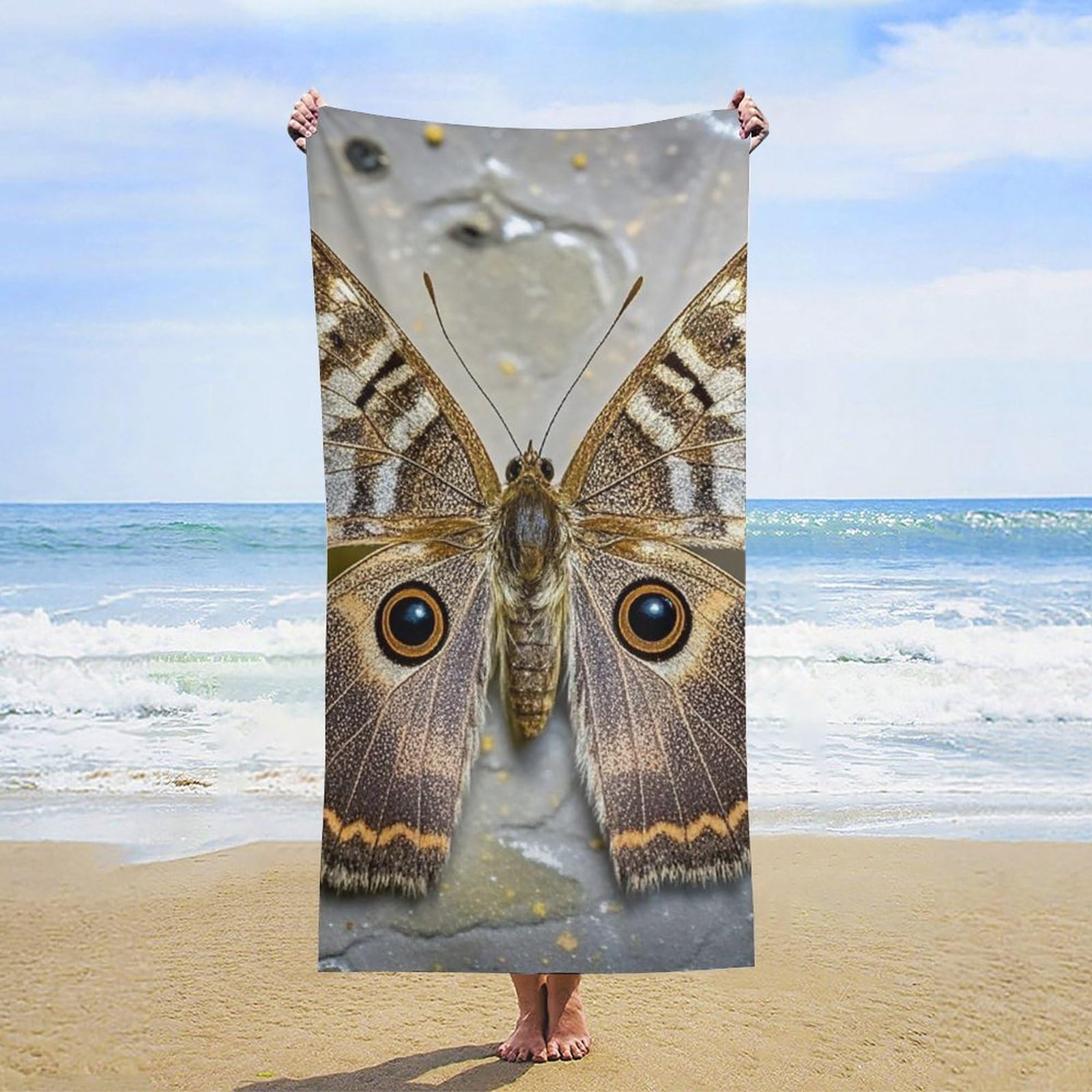 Anceky Oversized Moth Beach Towel Soft Microfiber Bath Towel Quick Dry Absorbent Travel Pool Towels Lightweight Sand Free Blanket Machine Washable for Swim Picnic