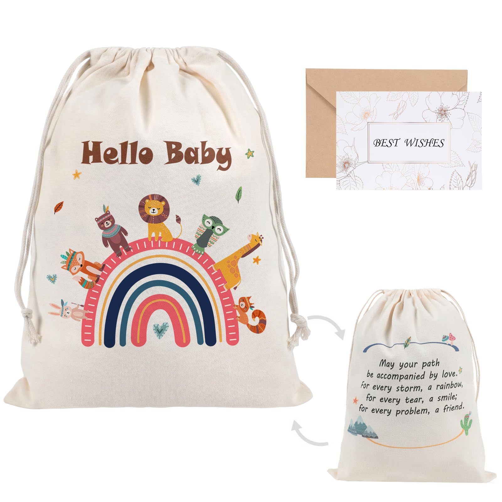 Baby Gift Bag Large, Seutgjie New Baby Gifts Boy Girl Present Bag with Greeting Card 15.4×11.8in/39 * 30cm