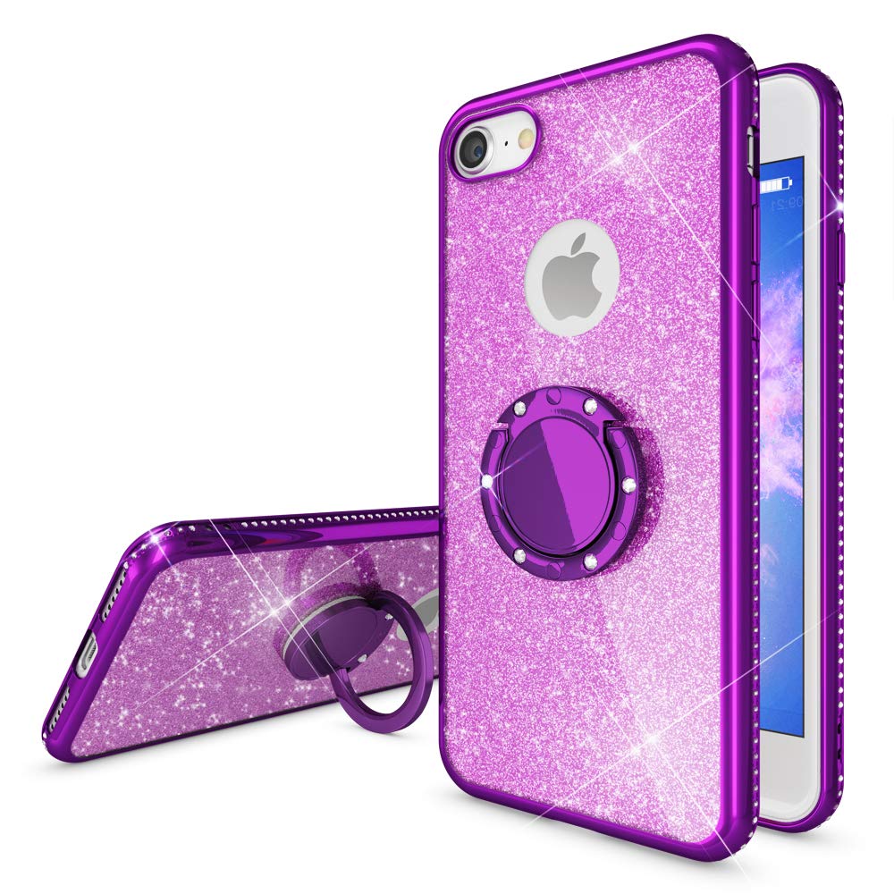 NALIA Ring Case Compatible Con IPhone 12 / IPhone 12 Pro Funda, Silicona Carcasa Con 360-Grados Anillo Giratorio Para Soporte De Coche Magnético, Kickstand Cover Protectora, Color:Rosa Gold Oro