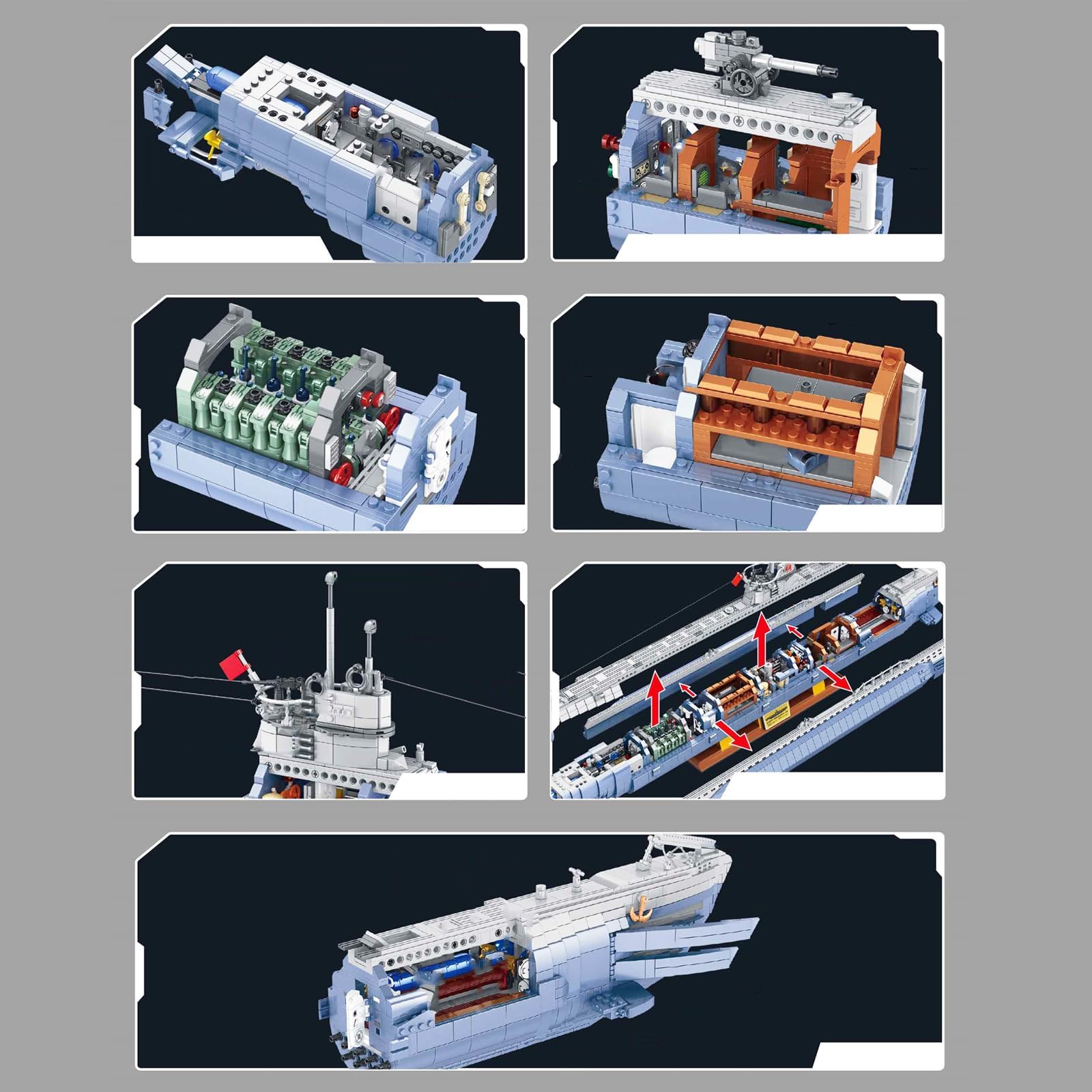 628011 U-Boot Klemmbausteine Modell Bausatz, 6172 Teile Modellbausatz Technik Militär Modell für Erwachsene (Originalverpackung)