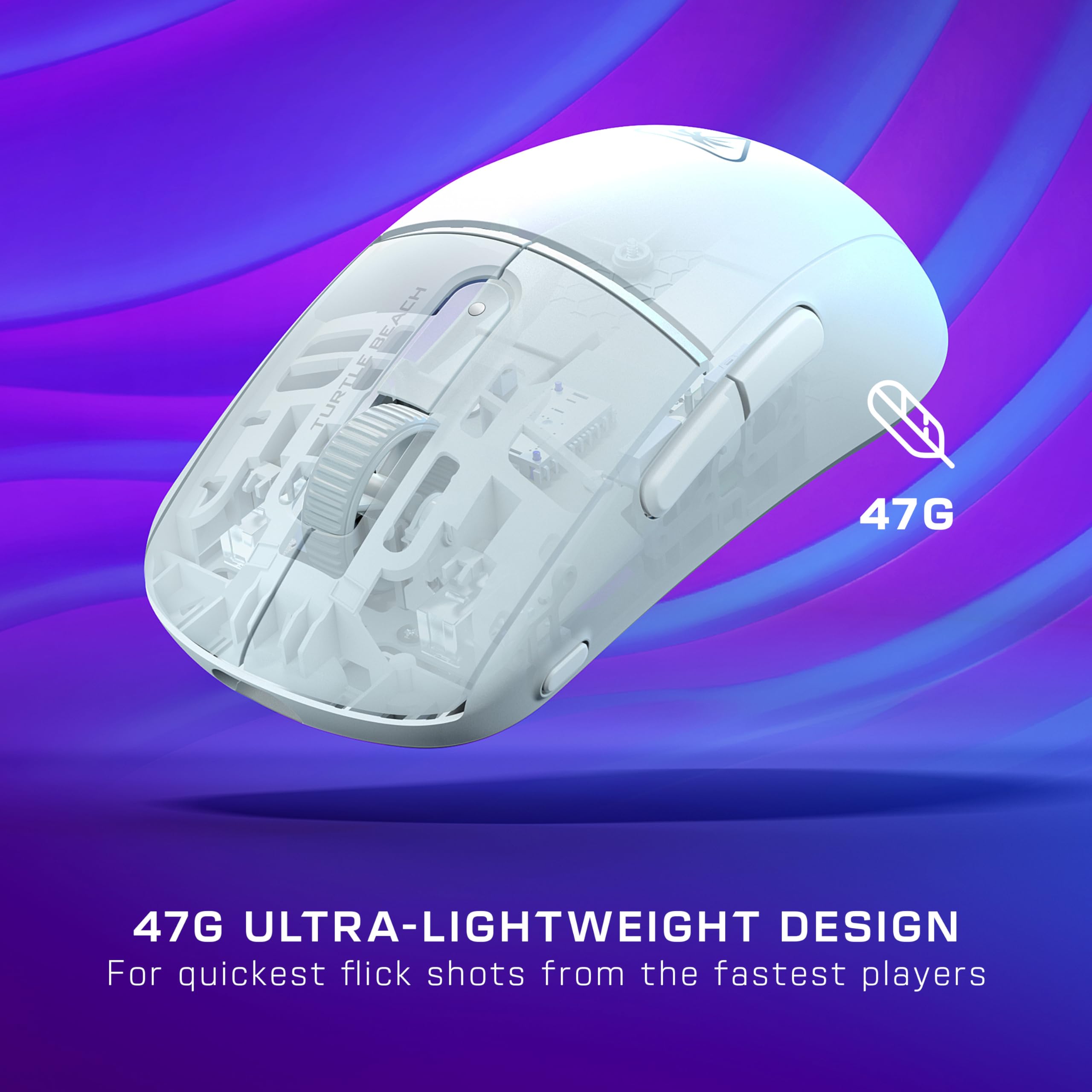 Condition photo showing New/Like New for Turtle Beach Burst II Air – 2.4GHz Wireless Gaming Mouse: 47g Ultra Lightweight, Optical Switches, Symmetrical, 26K DPI Optical Sensor, Bluetooth, 120-hour Battery, USB-C Cable – White