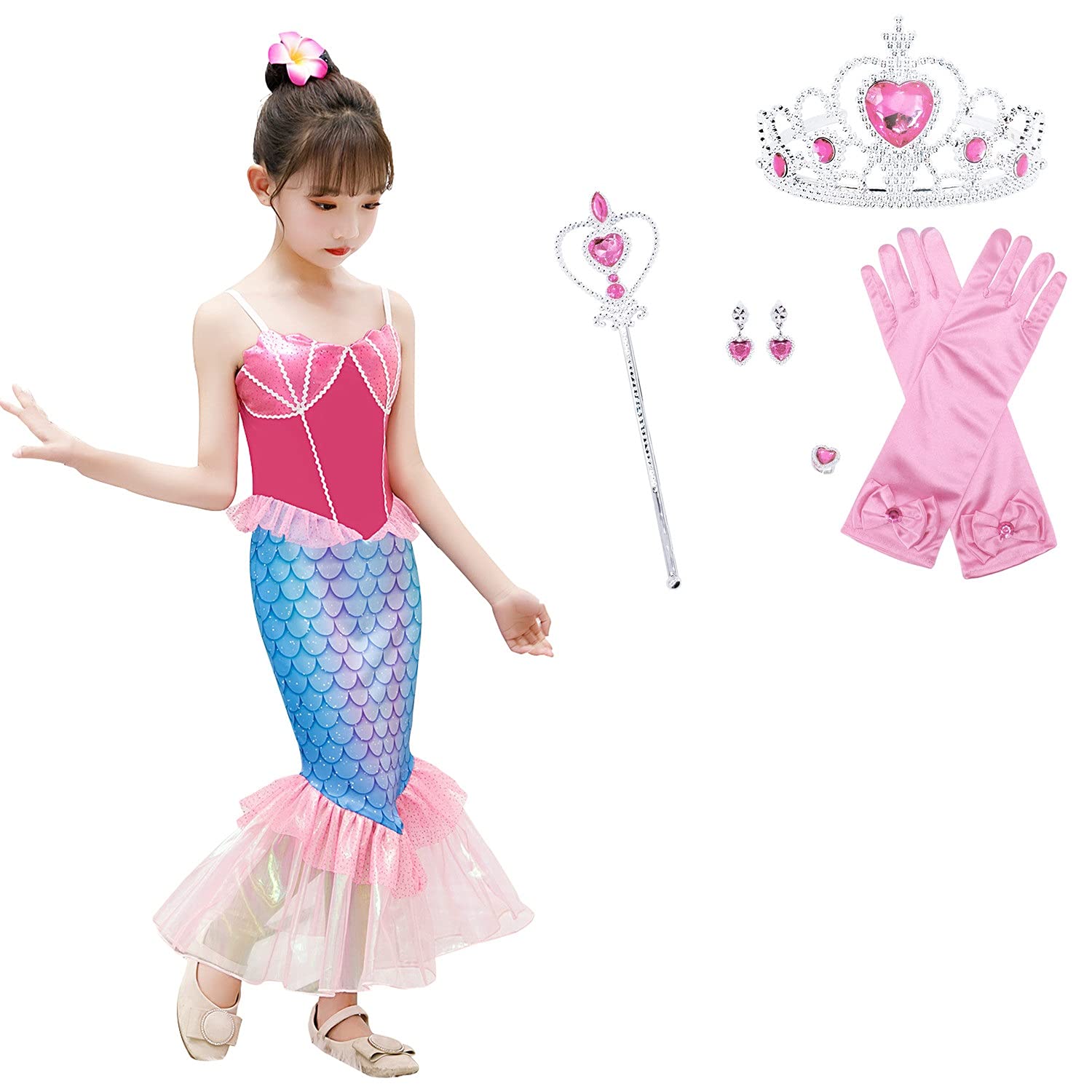 Amazon.co.jp: MISOAMISO 子供 プリンセスドレス 人魚姫 リトル
