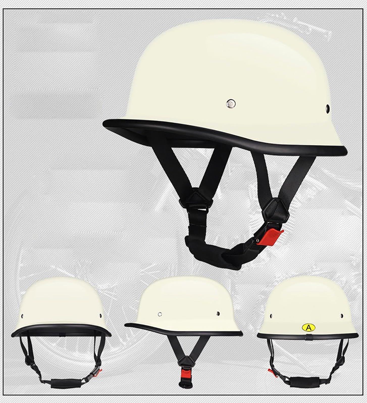 Kask motocyklowy vintage, homologacja ECE/DOT, niemiecki styl kask motocyklowy na skuter, motorower lub cruiser, męski kask motocyklowy