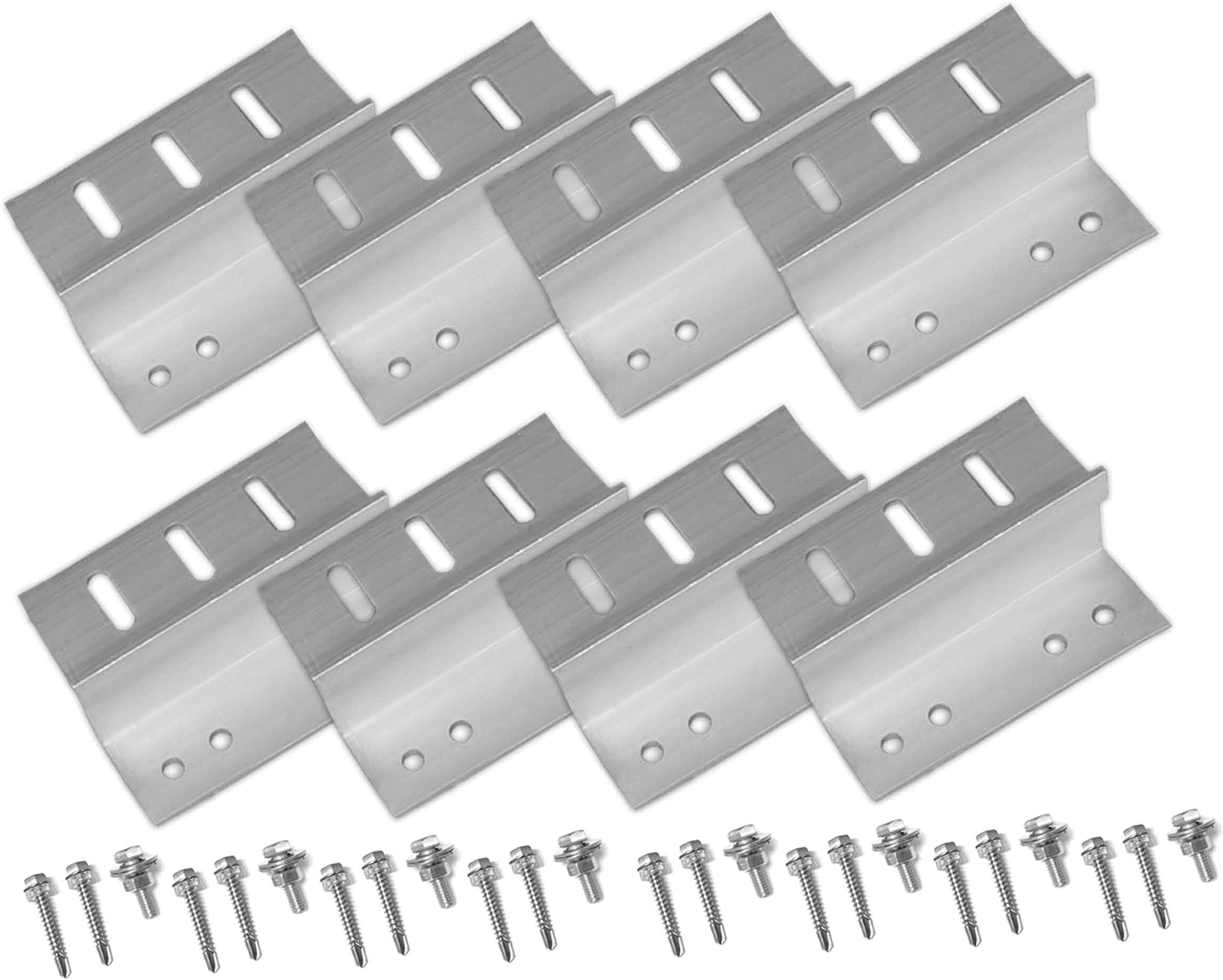 NewpowaSolar Panel Mounting Z Bracket with Nuts and Bolts Supporting for RV, Boat, Wall, Off Grid Roof Installation 2 Sets Sliver Aluminum