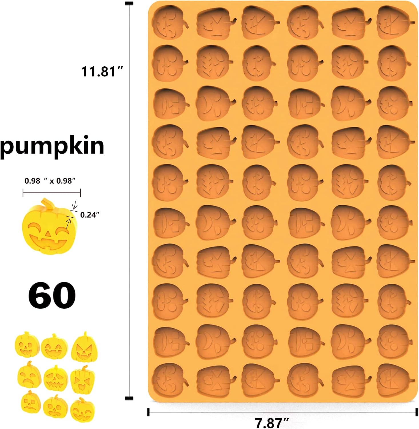 Pumpkin Silicone Molds for Halloween Candy, Chocolate, Gummy and Halloween decor, Jack O Lantern Candy Mold with Scraper (1 PCS pumpkin)