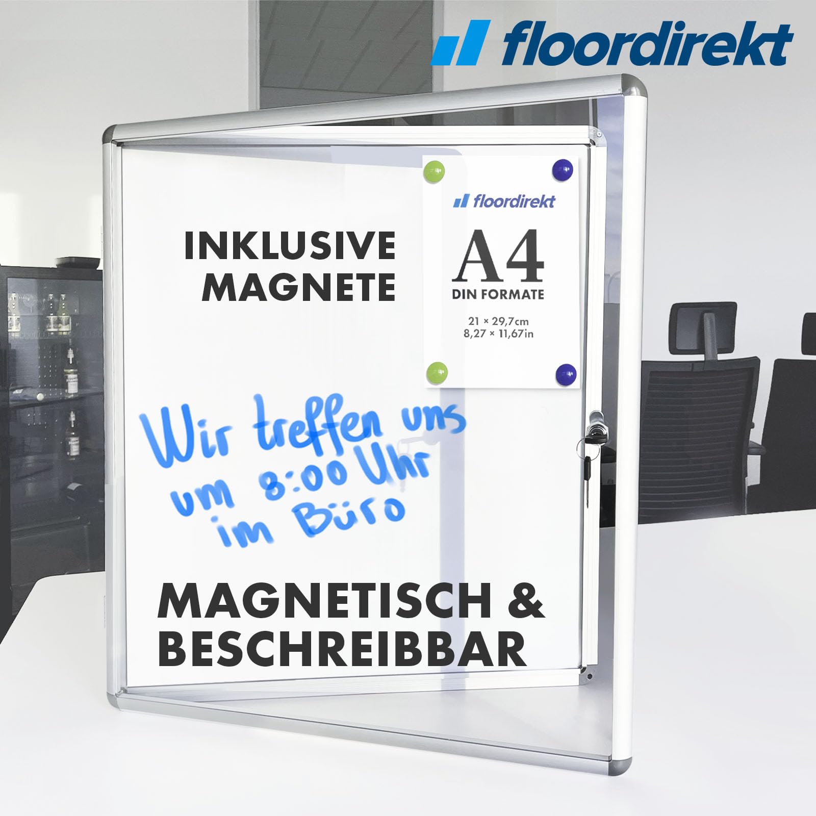 Floordirekt - Binnenwand Prikbord 49x67 Cm, 4xa4, 8 Magneten