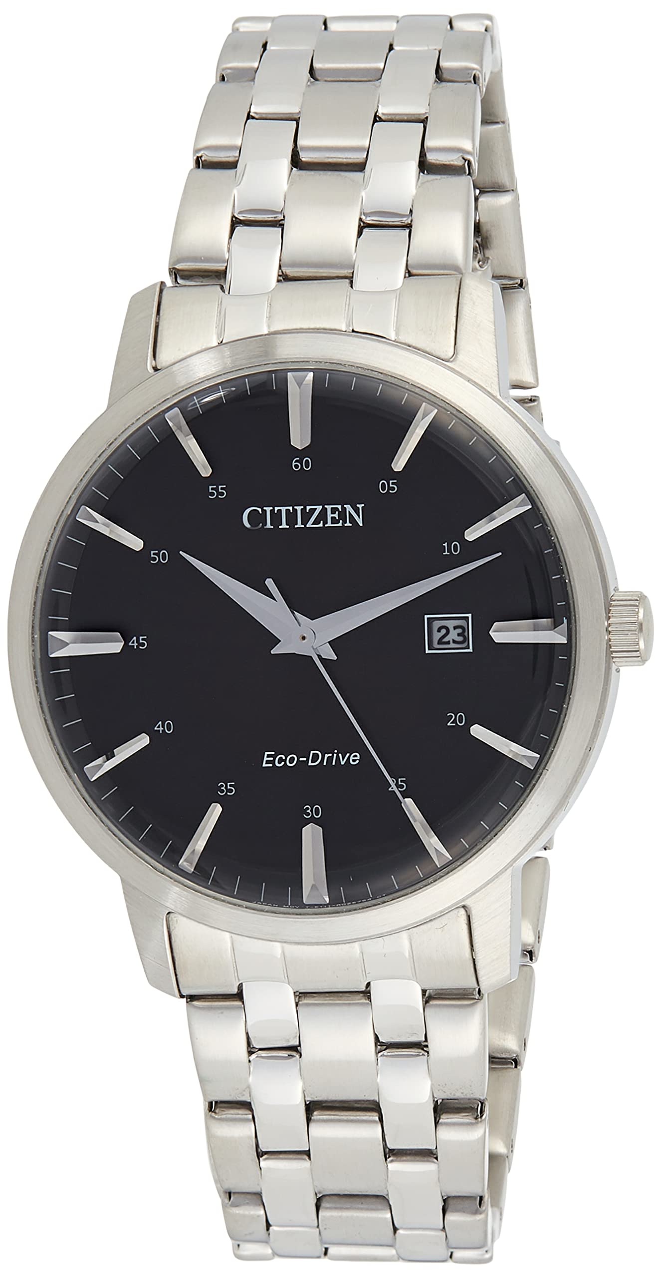 mens eco-drive watch, analog display and solid stainless steel strap - bm7460-88e