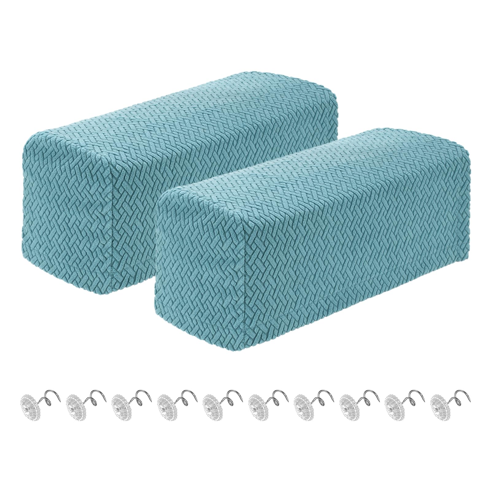 2 fundas de reposabrazos de sofá elásticas de 19.6-21.6 pulgadas con pasadores