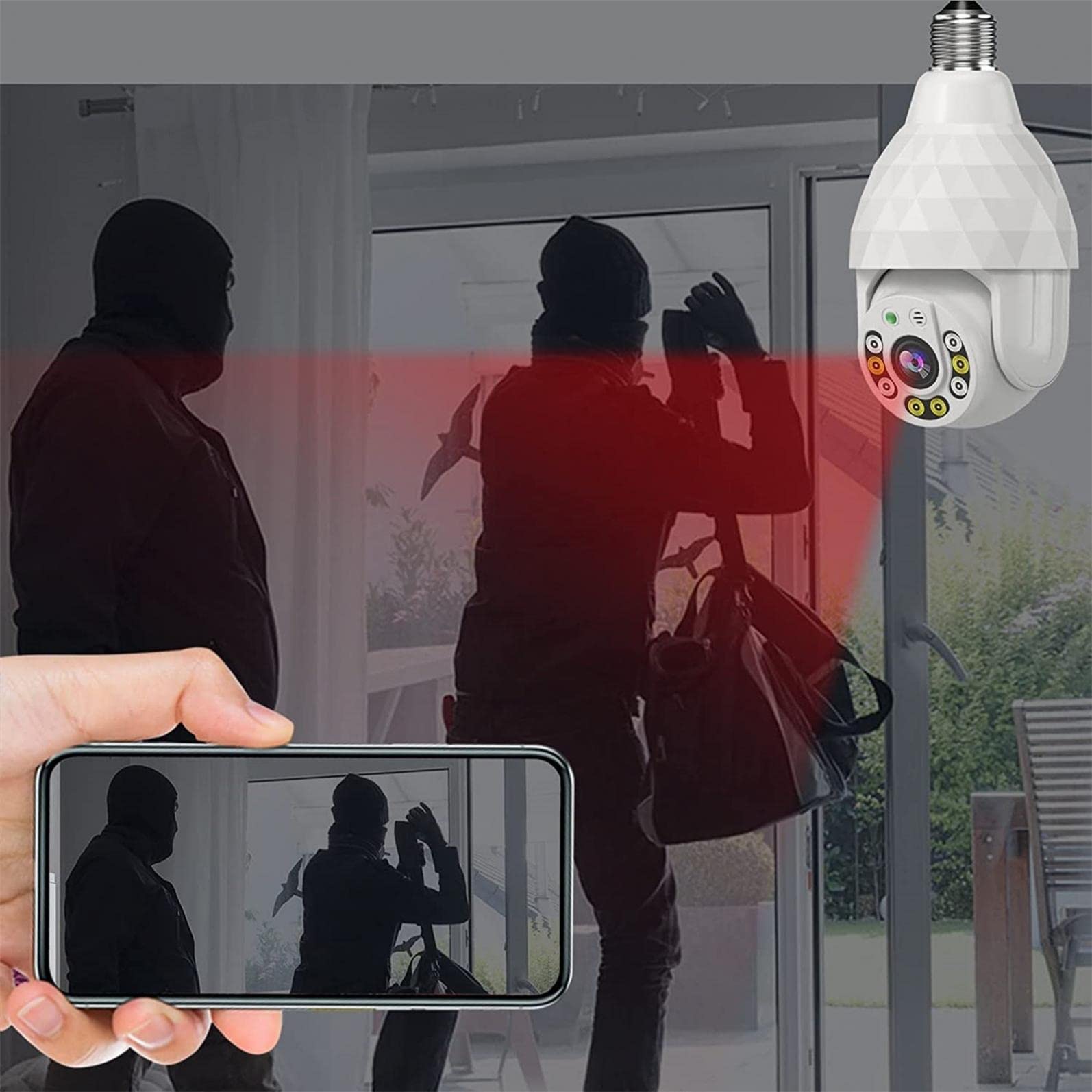 XianNv WiFi Light Bulb Camera 2MP Wireless Security Camera 1080P HD Night Vision Outdoor Indoor 360° Smart Camera with Motion Detection, APP Control, Two-Way Voice Intercom, Remote Viewing and Alarm