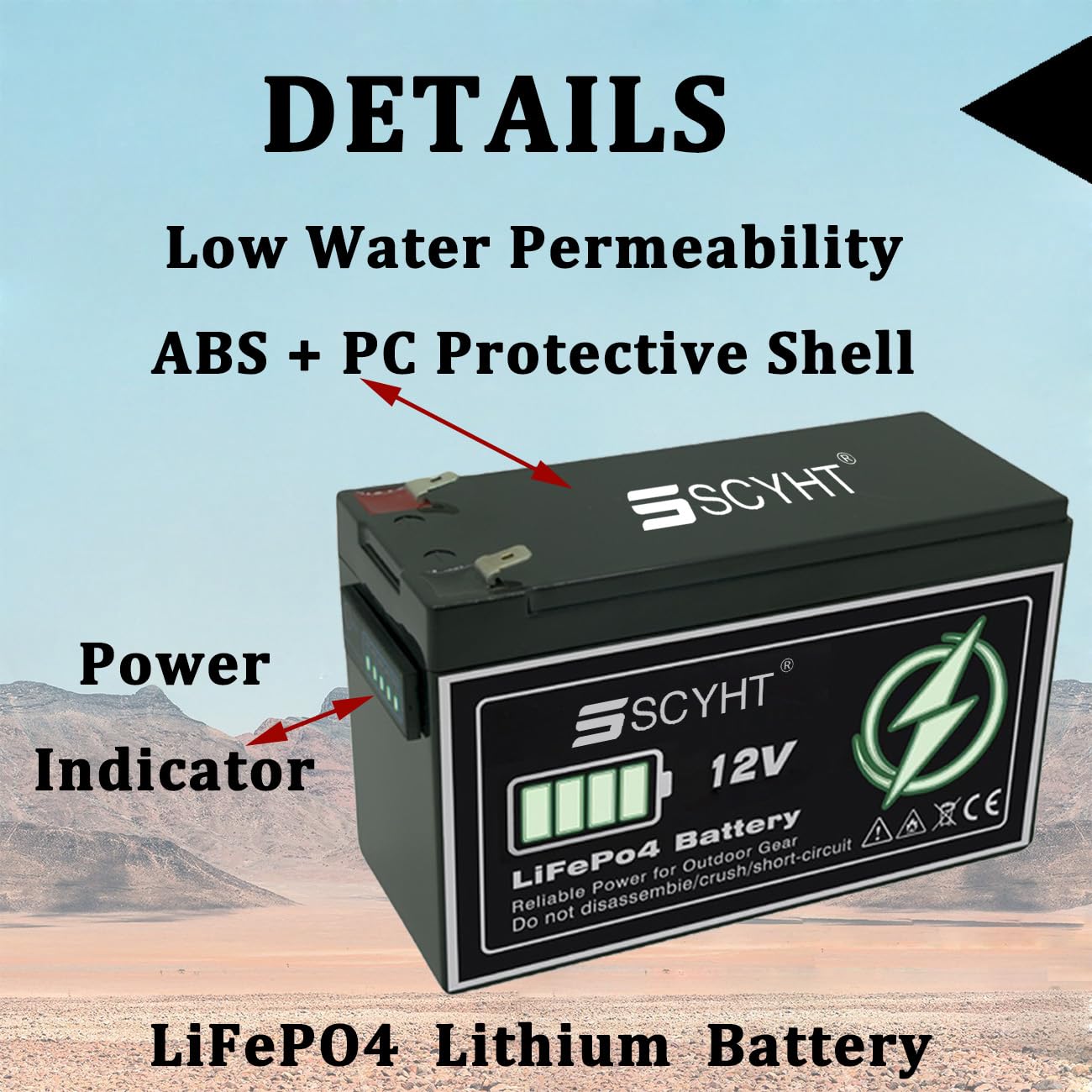 Akumulator LiFePO4 12V 10Ah 8Ah 6Ah Akumulator litowy 12Ah Akumulatory wielokrotnego ładowania do zasilania awaryjnego do silnikowego 50W - 150W z systemem BMS,12v8ah 64mm