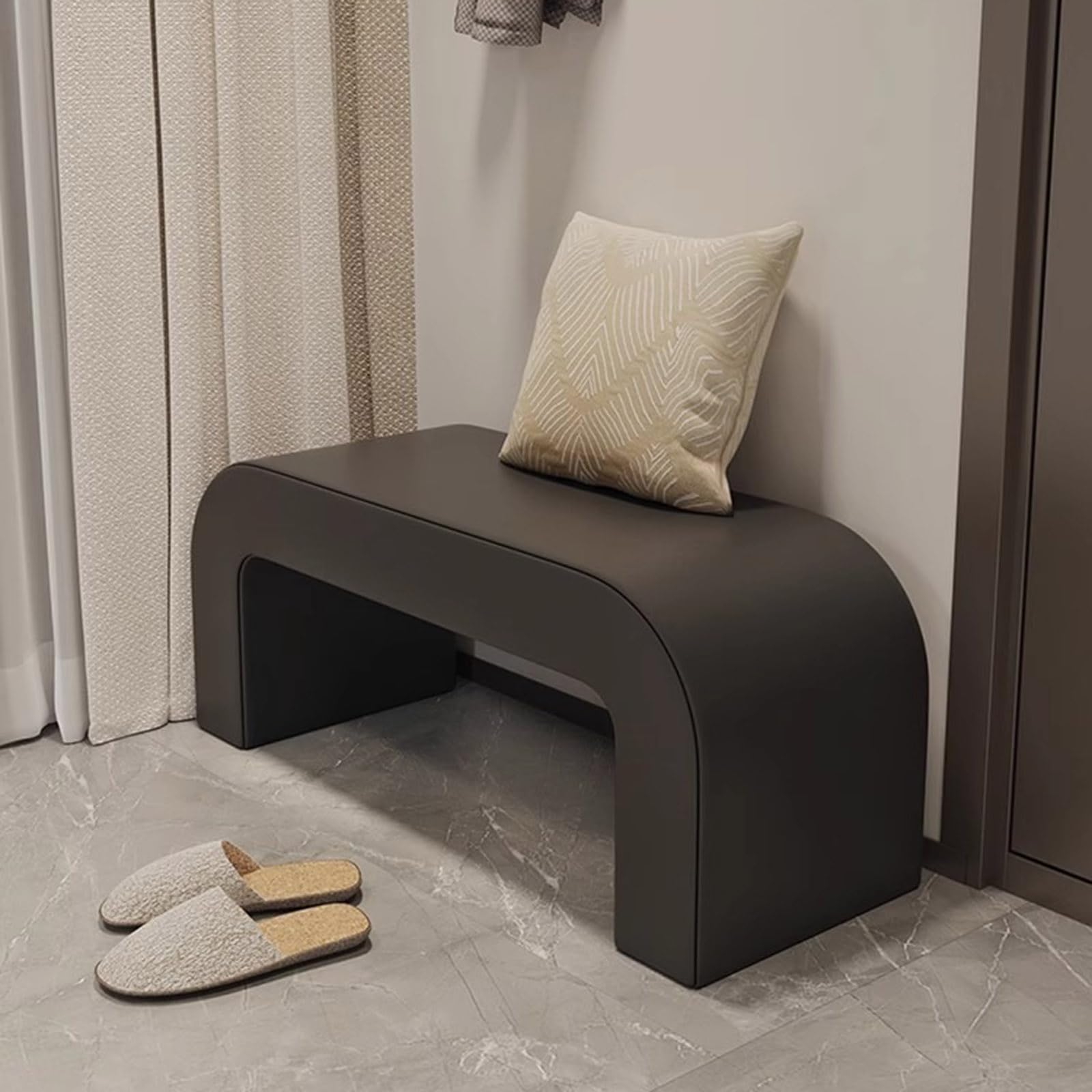 Taburete zapatero con acolchado de poliuretano, relleno de espuma altamente elástica, para dormitorios y entradas, asiento de almacenamiento