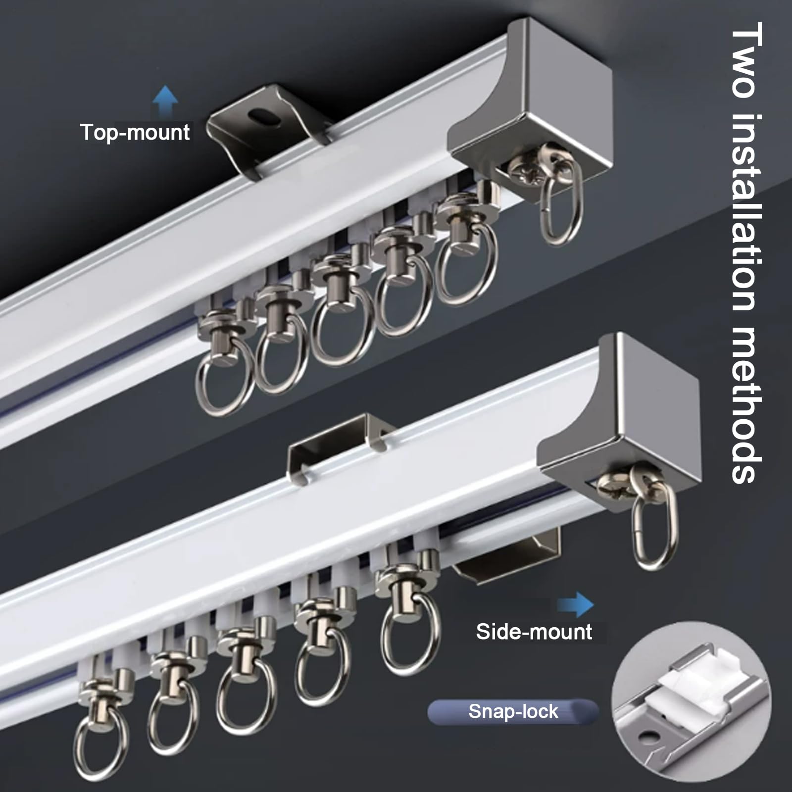 Rail de Rideau en Aluminium Montée au Plafond Silencieux Chambre à Coucher (4.4m)
