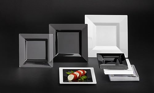 Miniatura 3 de Party Essentials 10 cuencos cuadrados para aperitivos, recipientes torzados de plástico duro, 12 oz.