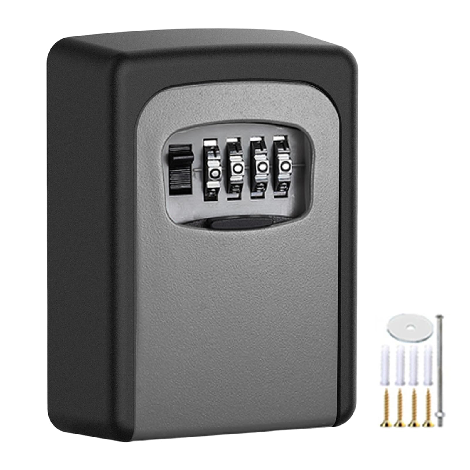 POHOVE 4-Digit Combination LockBox, Key Safe Wall Mounted for Spare House Keys, Waterproof Key Lock Box Outdoor Indoor for Home Garage Office School